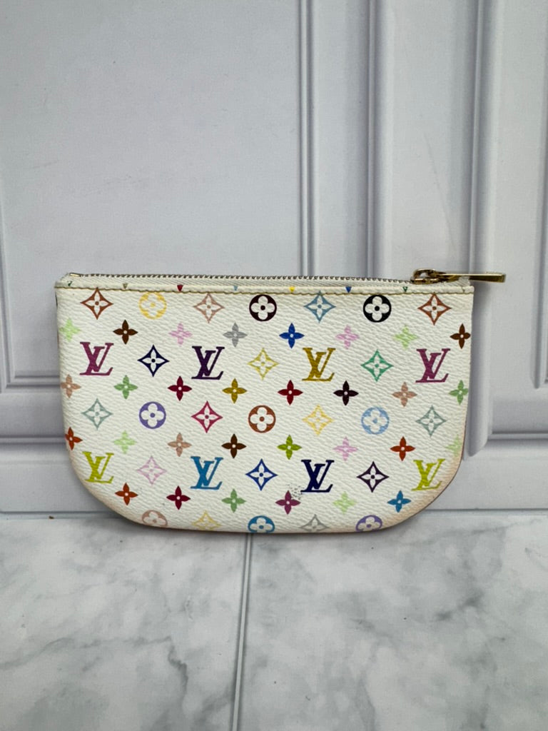 Louis Vuitton White Multicolor Pochette Plate MM Cles