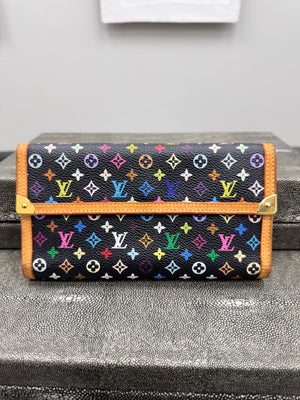 Louis Vuitton Black Multicolor Monogram Porte Tresor International Long Wallet
