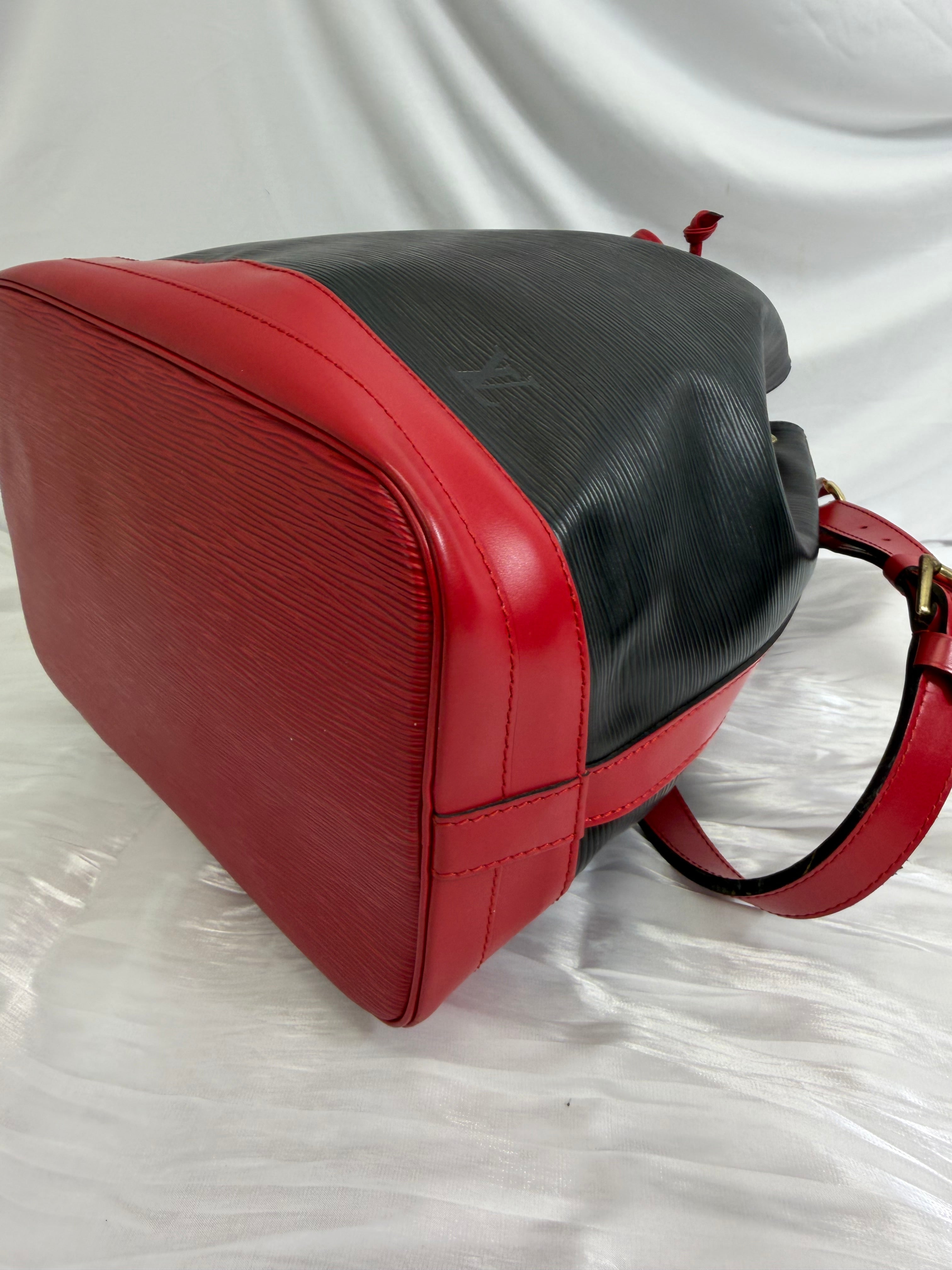 Louis Vuitton Black Epi x Red Leather Noe Bucket Bag