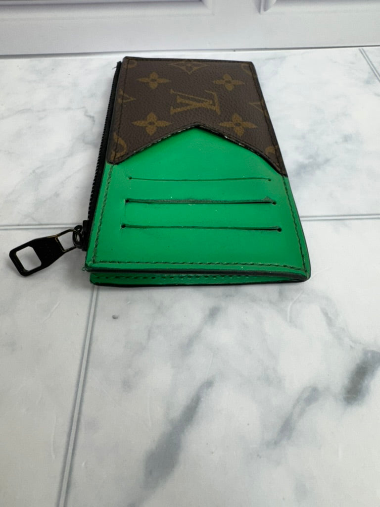 Louis Vuitton Monogram And Green Coin Card Holder