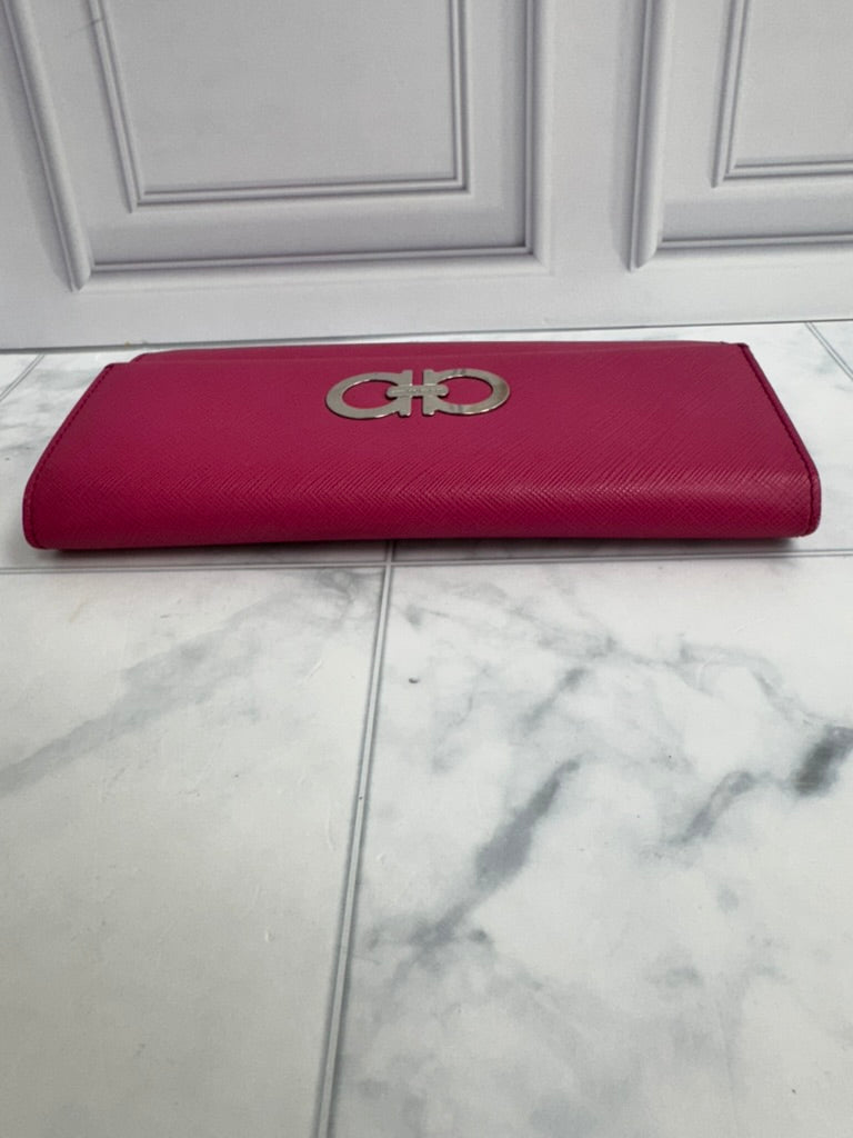 Salvatore Ferragamo Pink Saffiano Leather Long Wallet