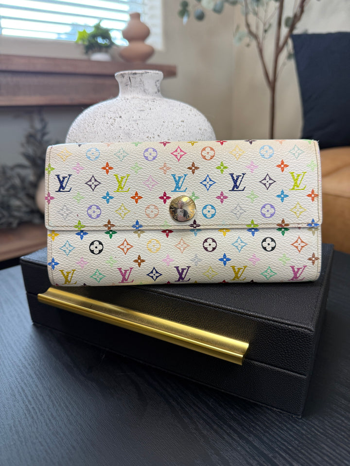 Louis Vuitton White Multicolore Monogram Sarah Wallet