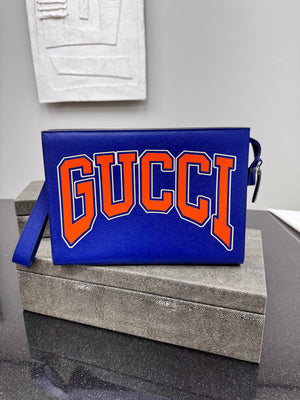 *DONS DROP* LIKE NEW - Gucci Blue Calfskin Interlocking G pouch
