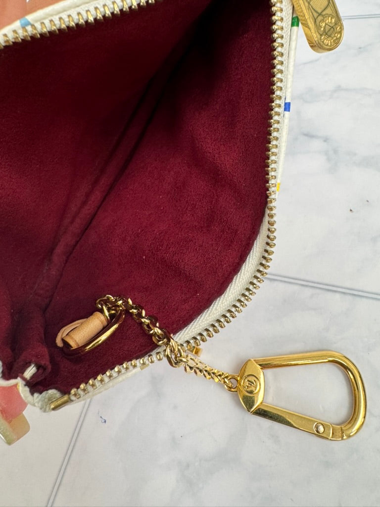 Louis Vuitton White Multicolor Pochette Plate MM Cles
