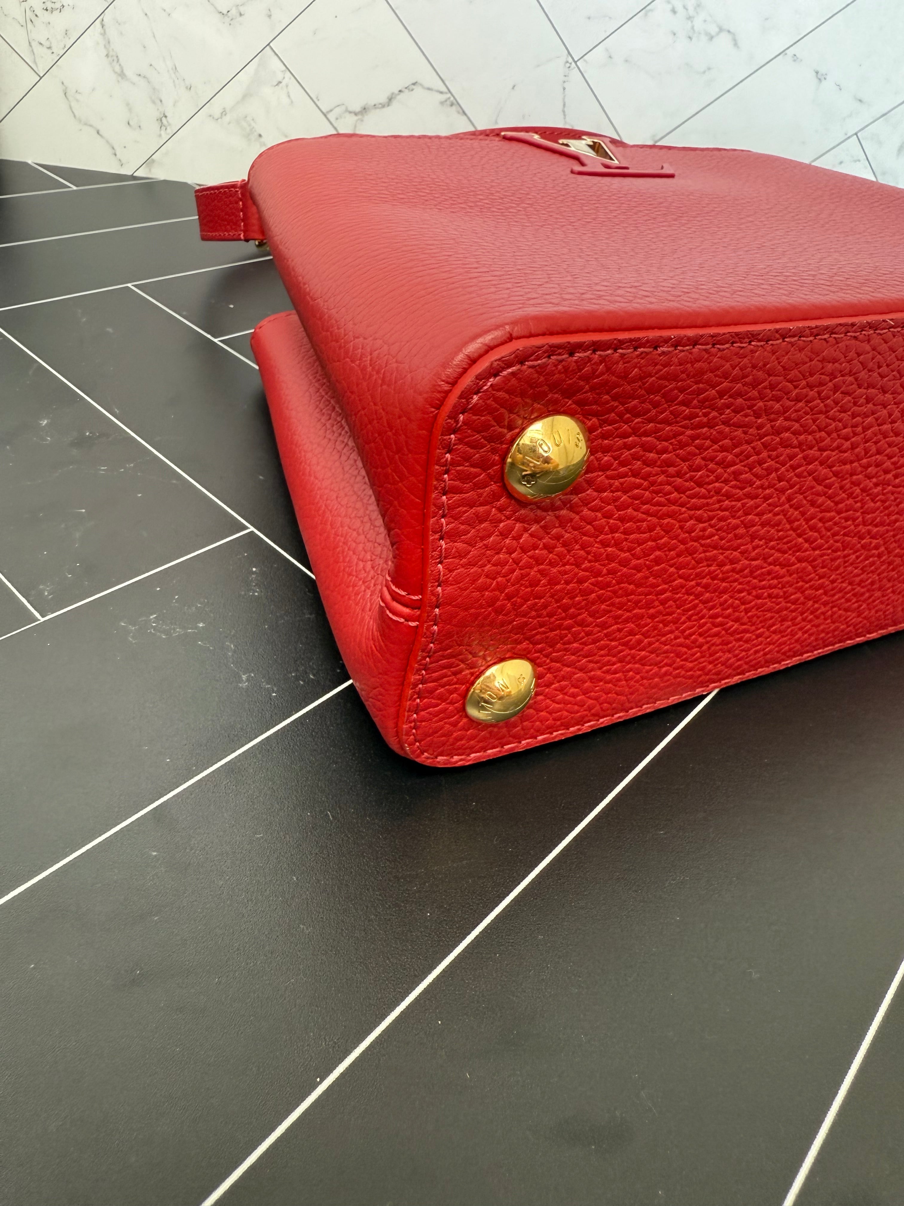 LIKE NEW- Louis Vuitton Red Leather Capucines BB