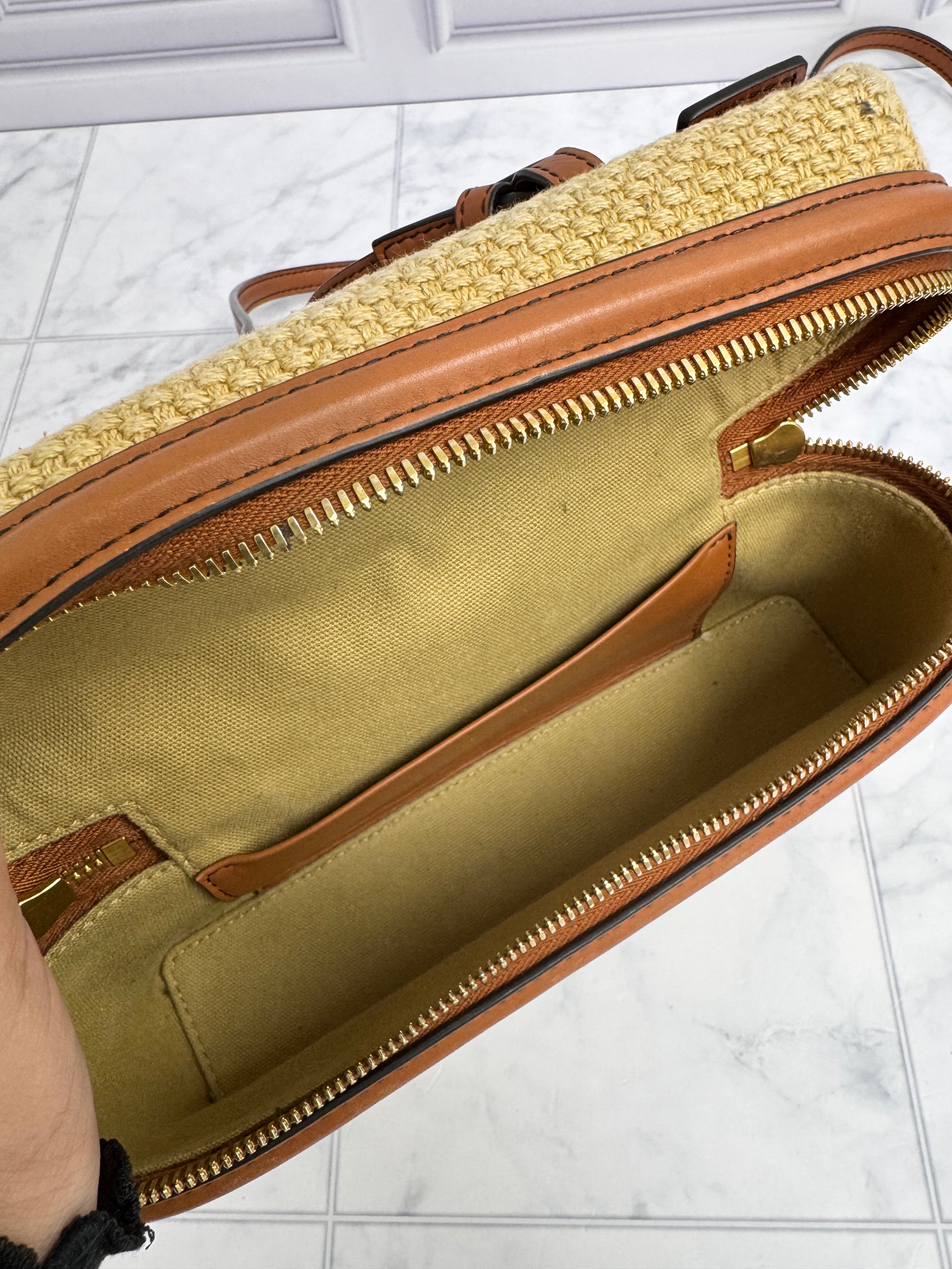 *DONS DROP* Bottega Veneta Brown Woven Jute Bang Bang Vanity Case Crossbody
