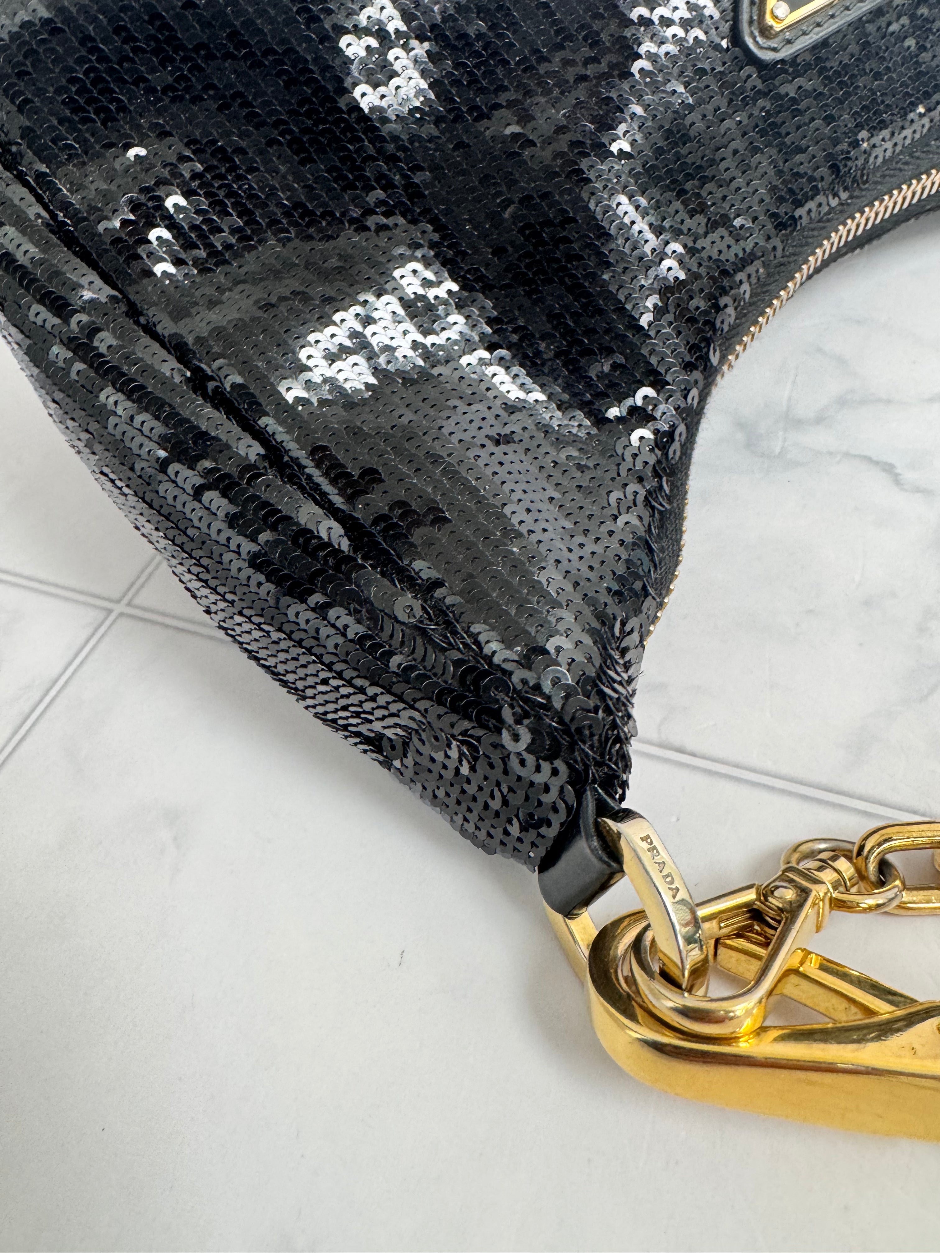 Prada Black Sequins ReEdition Shoulder Bag