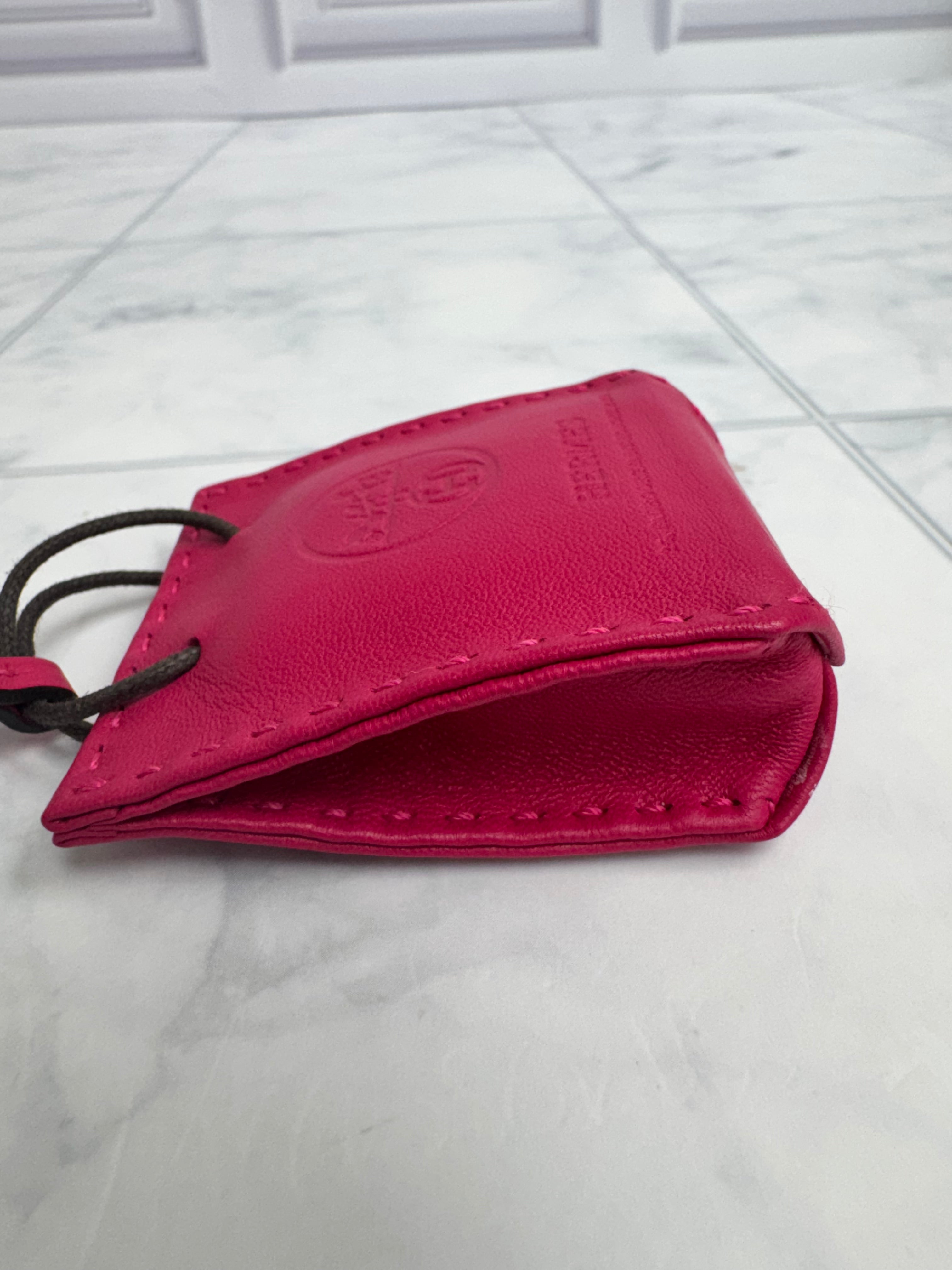 Hermes Rose Mexico Leather Sac Shopping Bag Charm