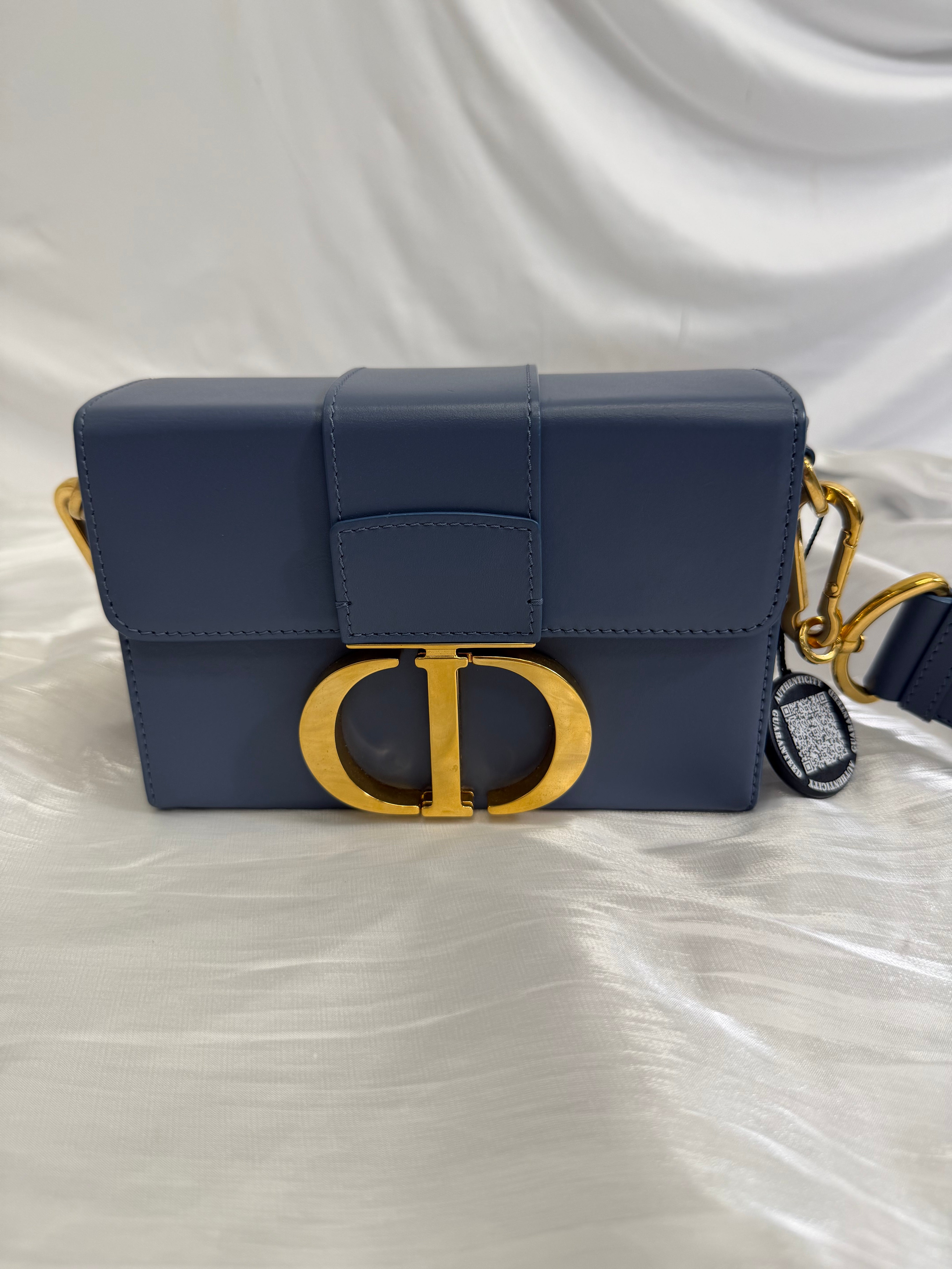 Christian Dior Blue Leather 30 Montaigne Box Bag