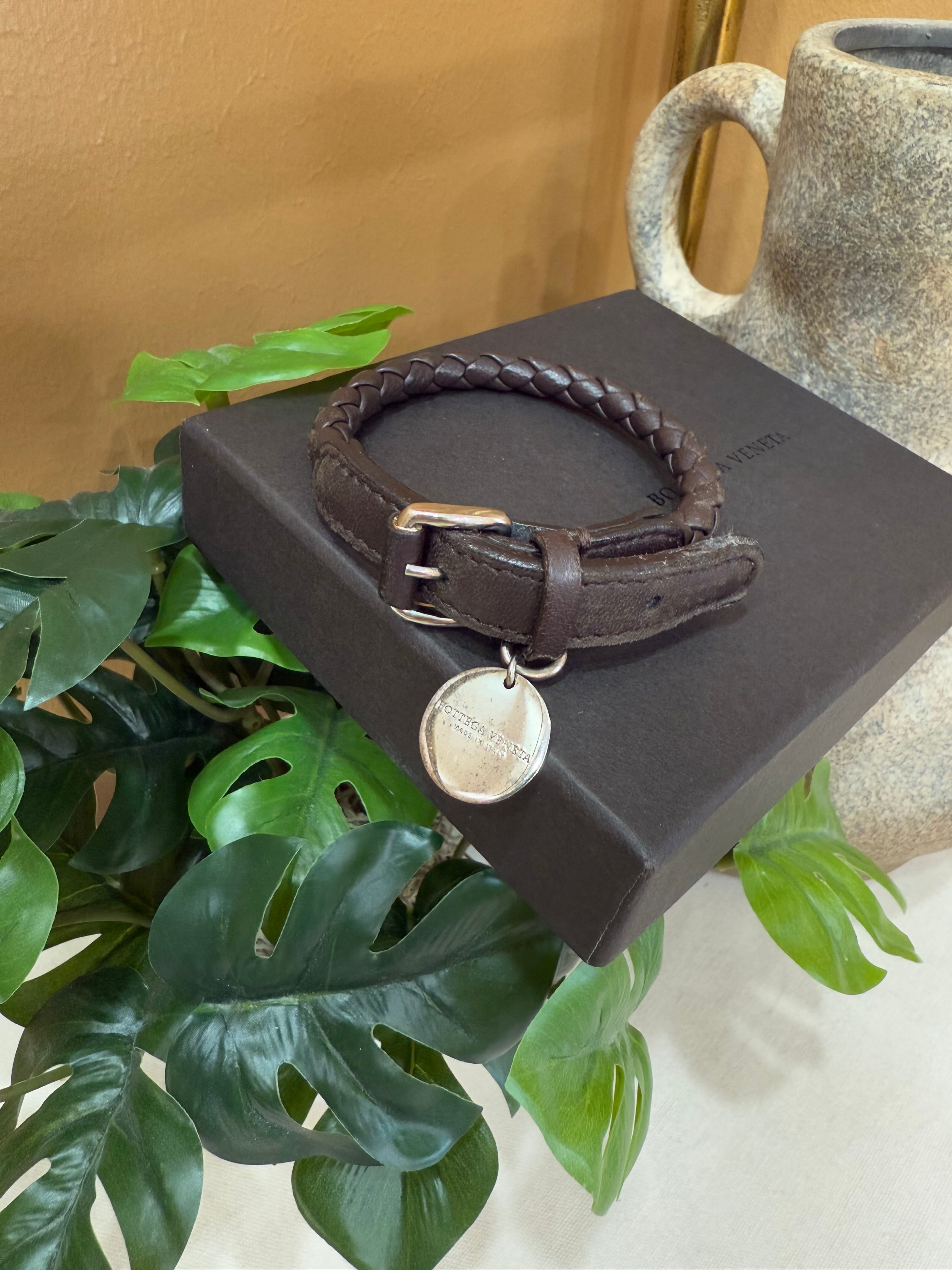 Bottega Veneta Brown Leather Bracelet