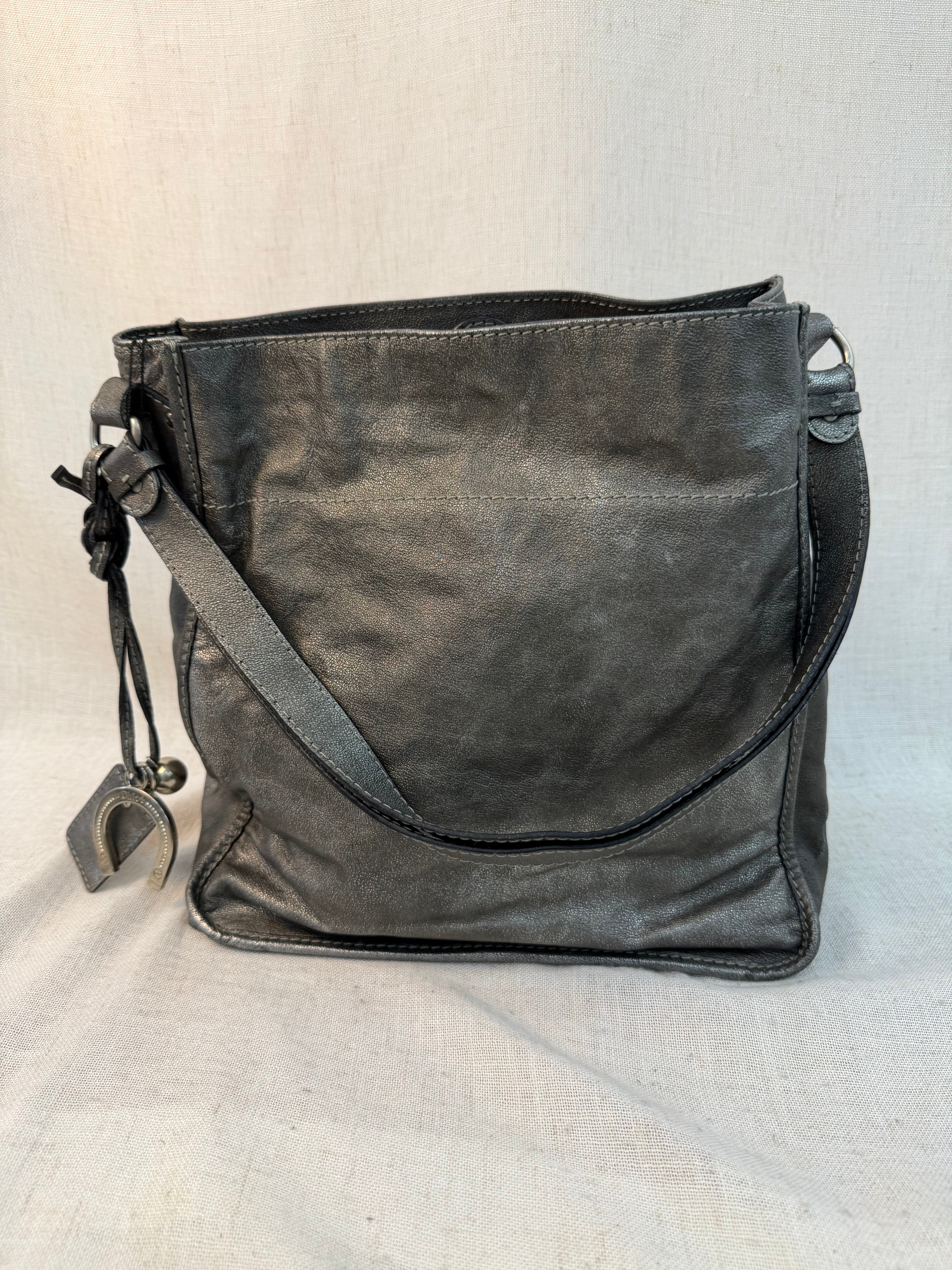 Chloe Metallic Silver Leather Kerala Shoulder Bag