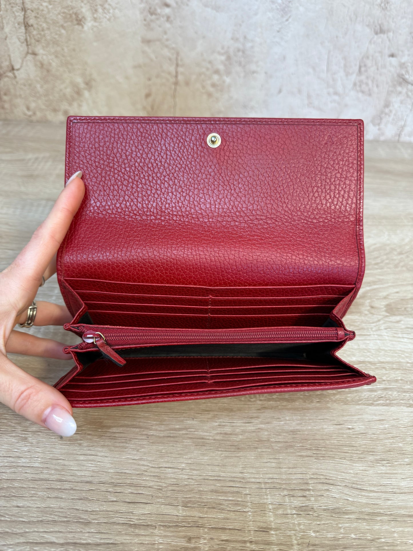 Gucci Red Leather Marmont Long Wallet