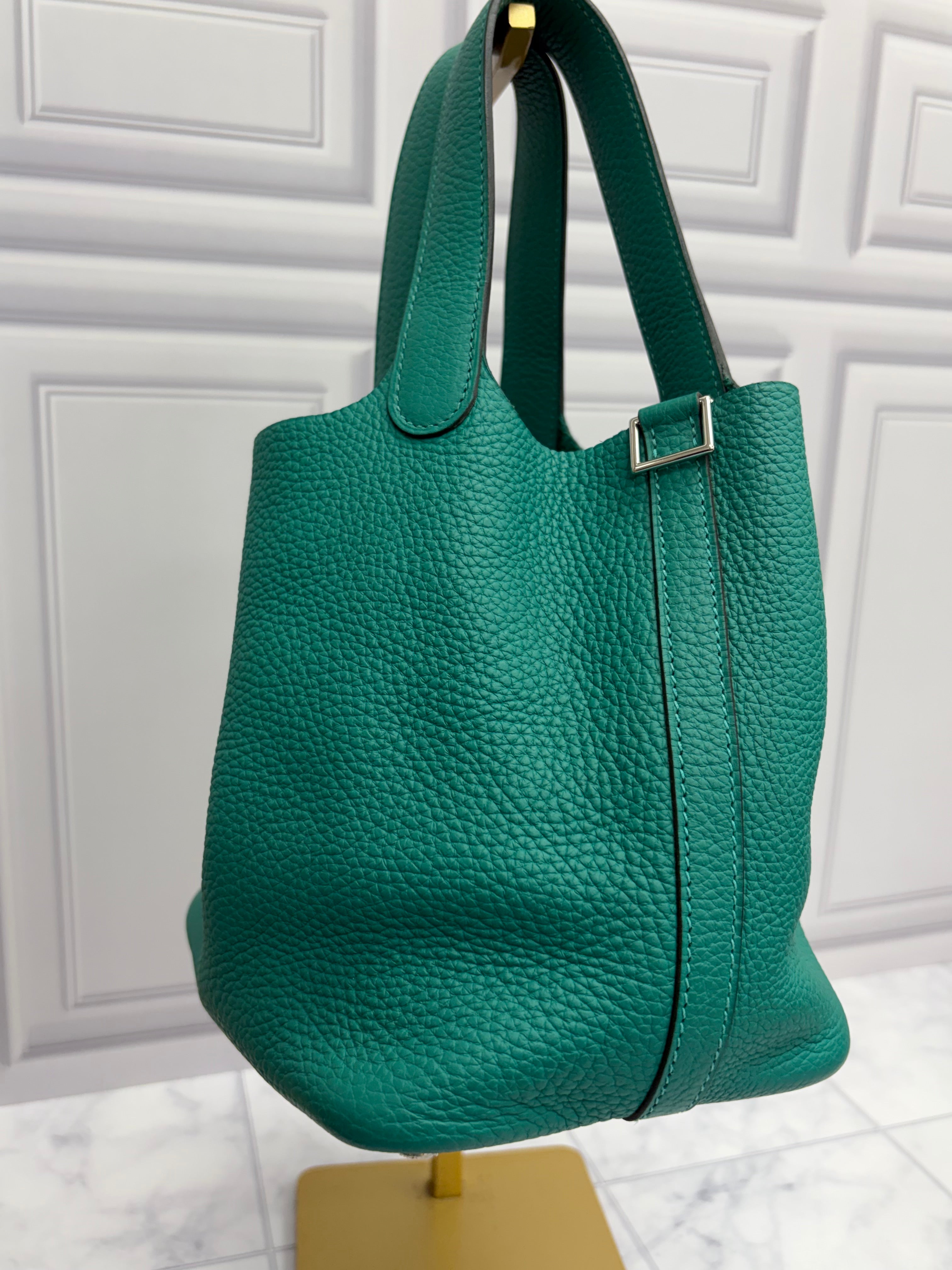 Hermes Vert Jade Picotin Lock 18 Handbag