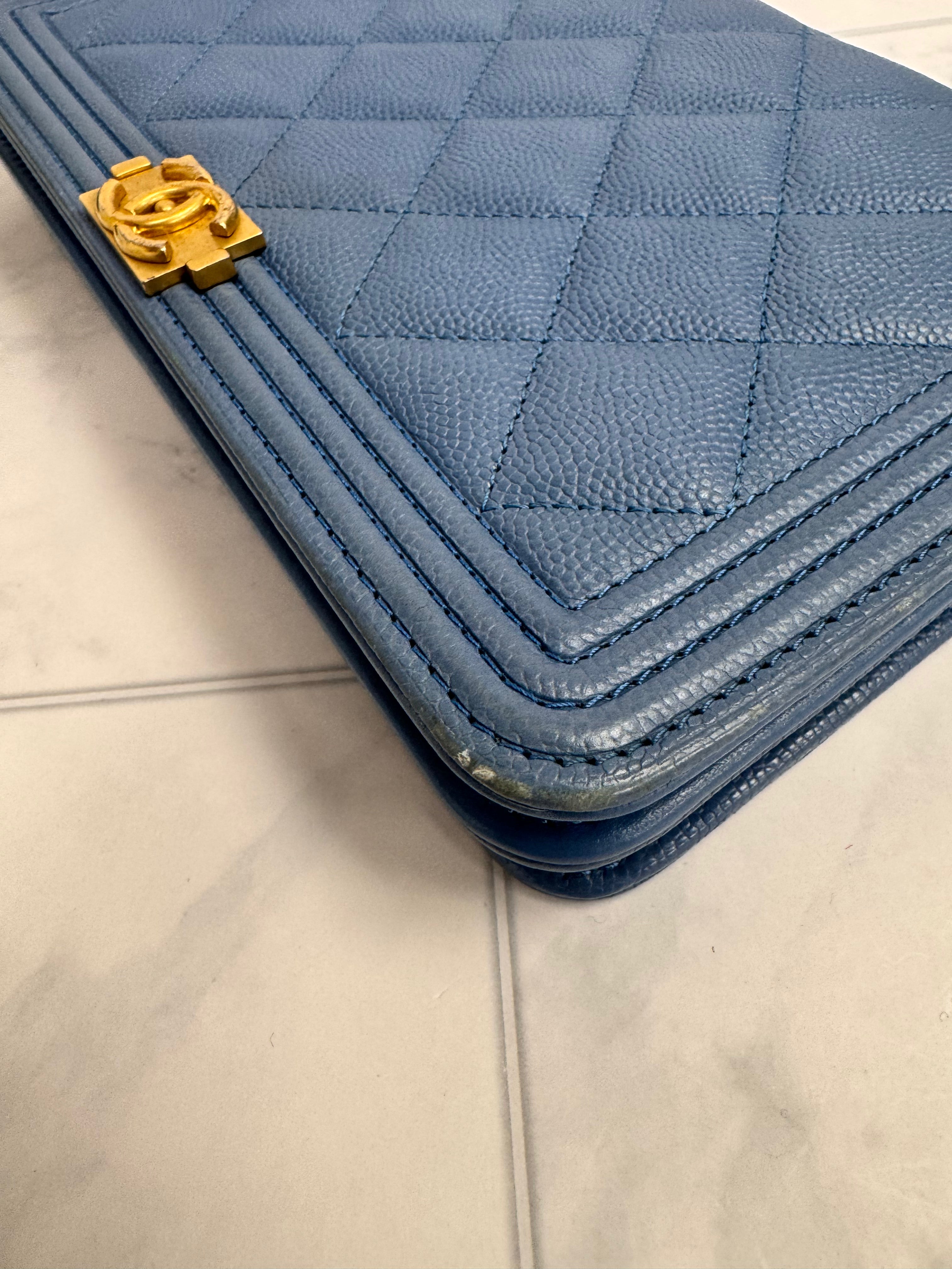 *DONS DROP* Chanel Blue Caviar Leather Boy Wallet on a Chain