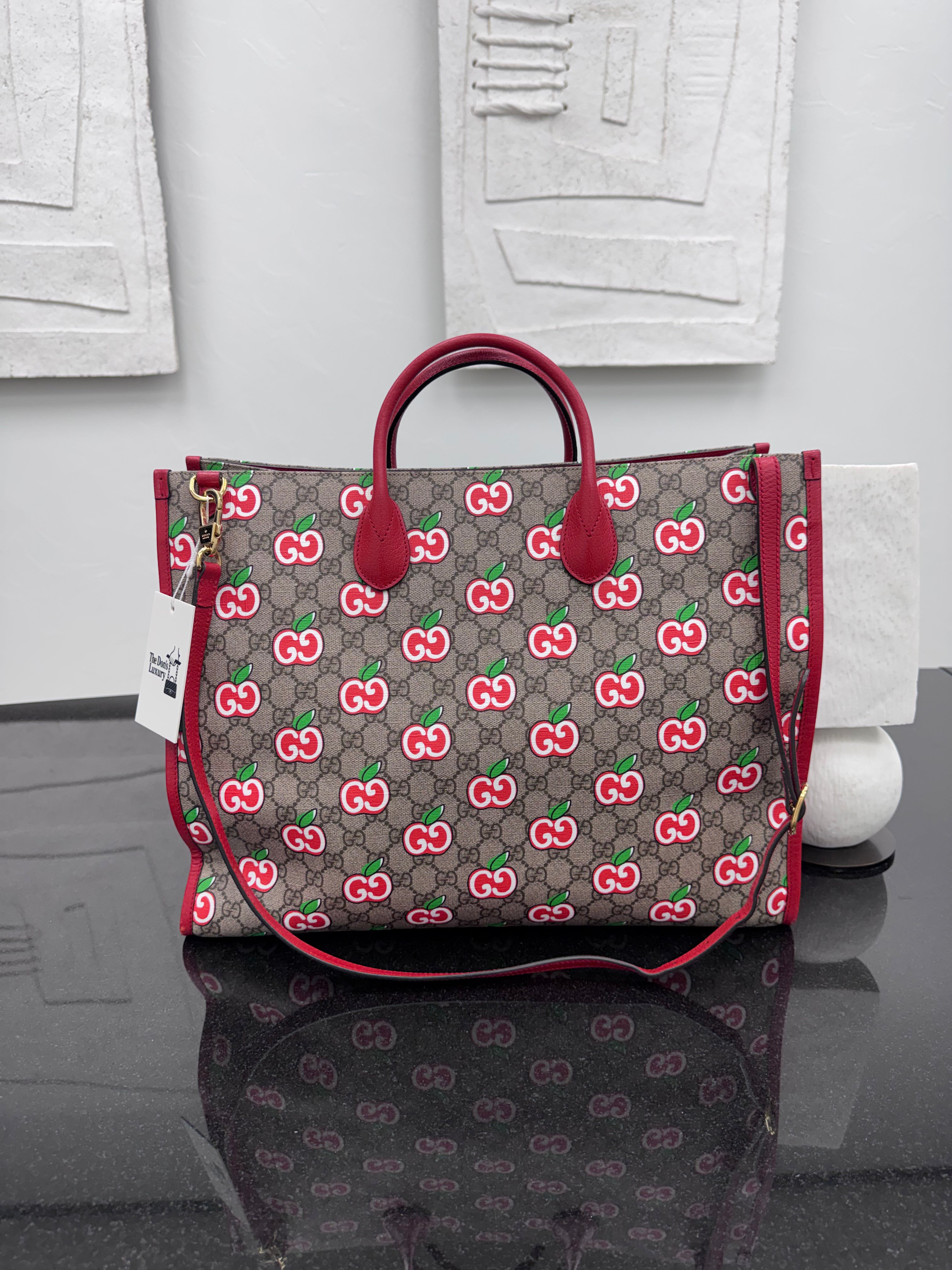 Gucci GG Supreme Apple Monogram Large Open Tote Bag