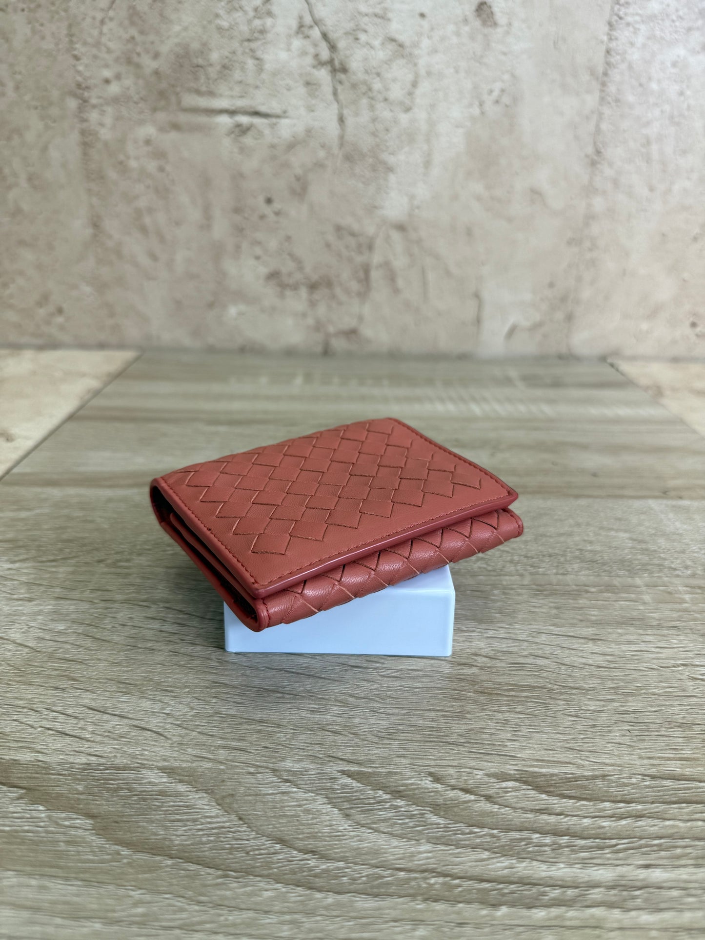 Bottega Veneta Pink Intrecciato Leather Compact Wallet