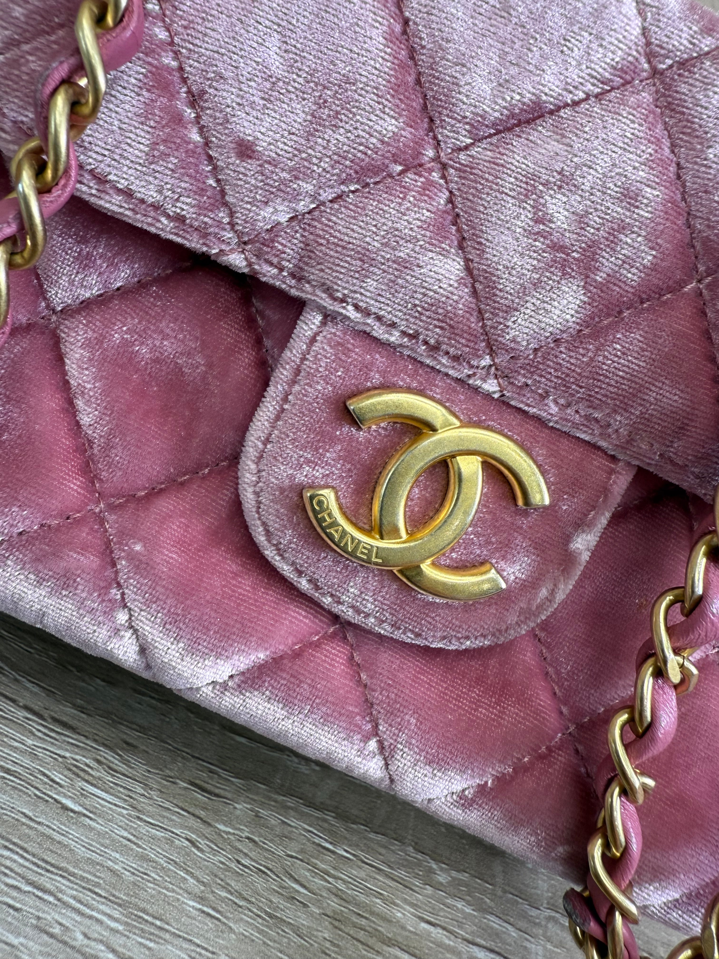 Chanel Pink Velvet Wavy Hobo Bag