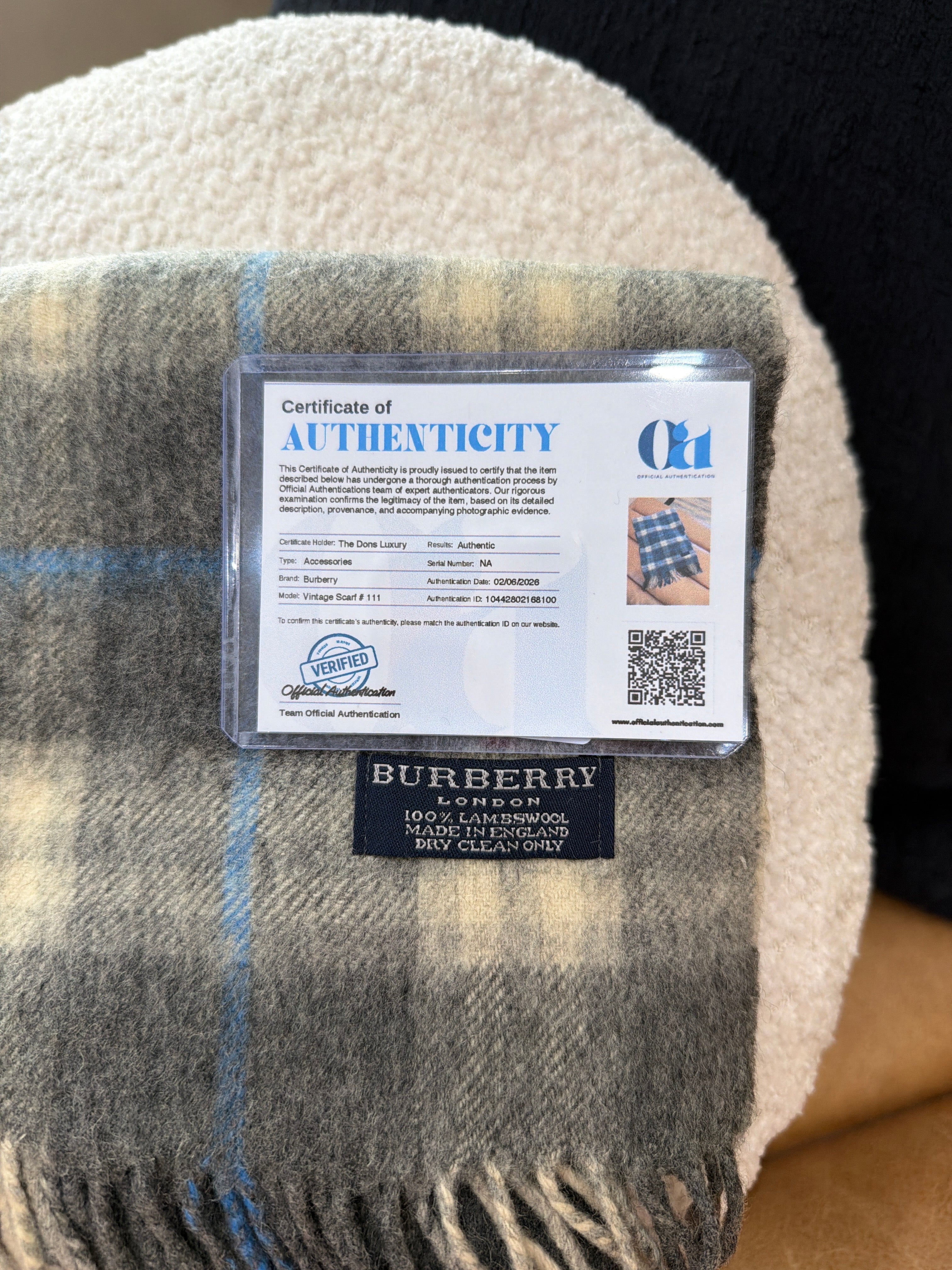 Burberry Vintage Gray And Blue Novacheck Lambswool Scarf