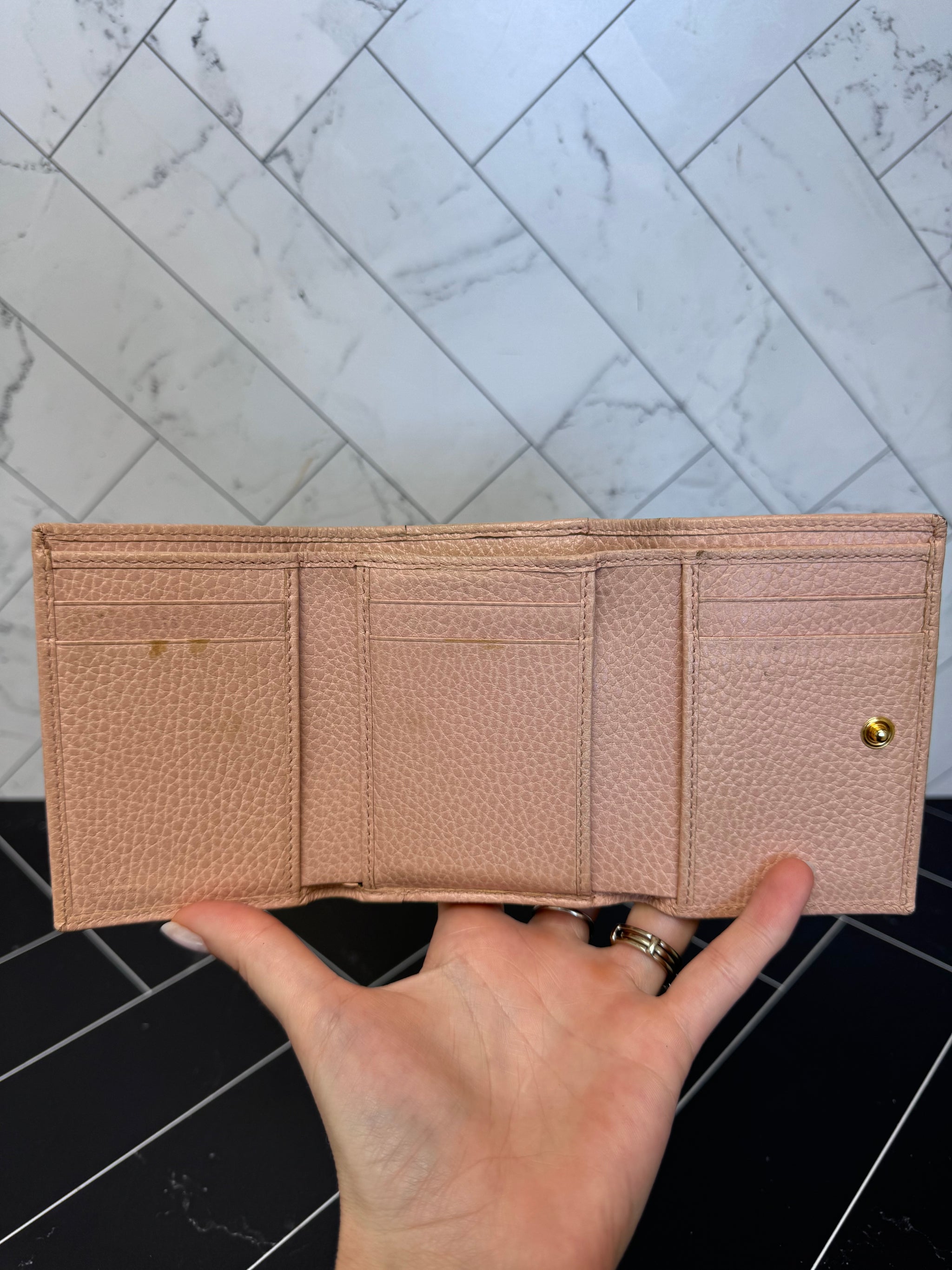 Gucci Pink Leather Marmont Compact Wallet