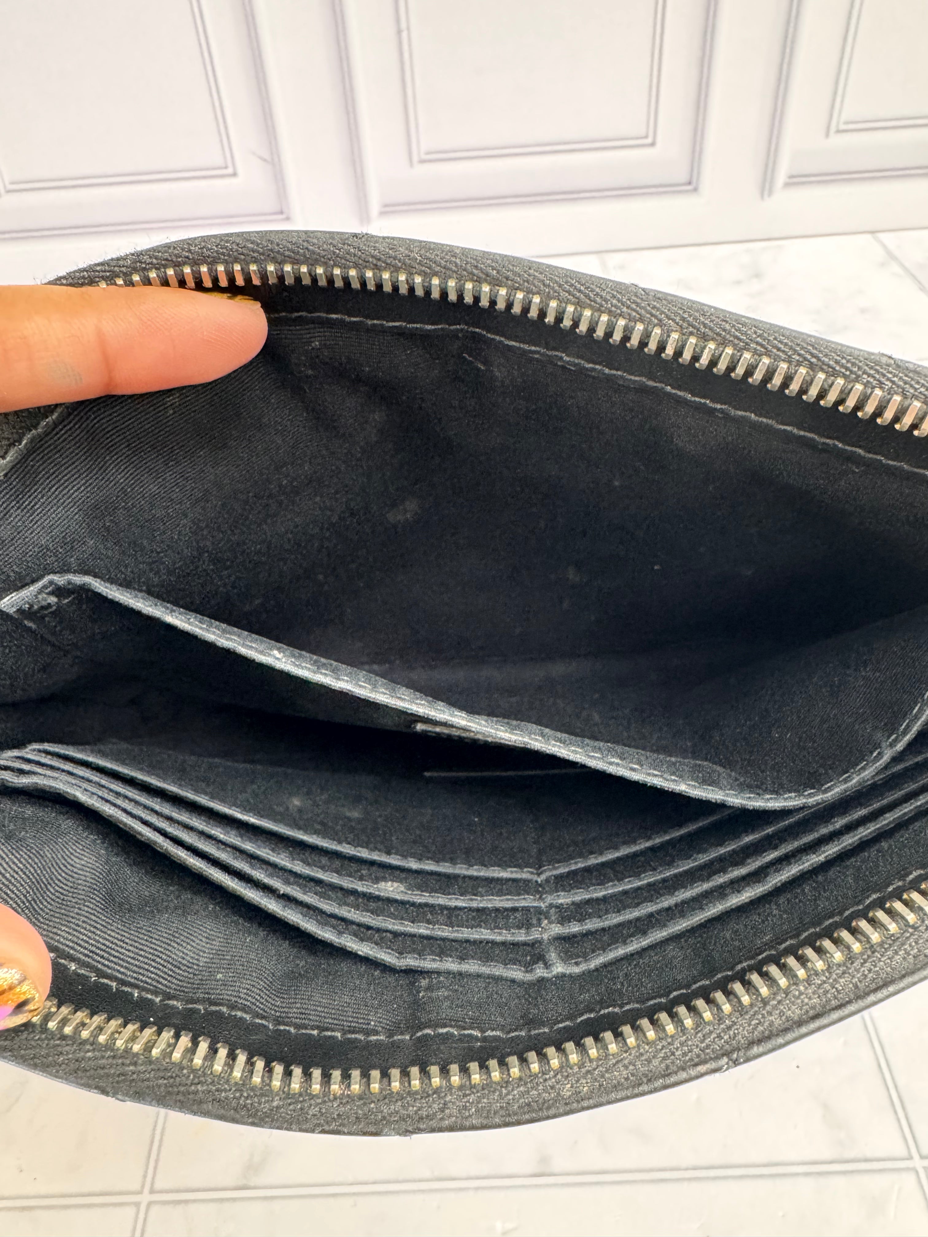 Saint Laurent YSL Black Chevron Quilted Leather Clutch Bag