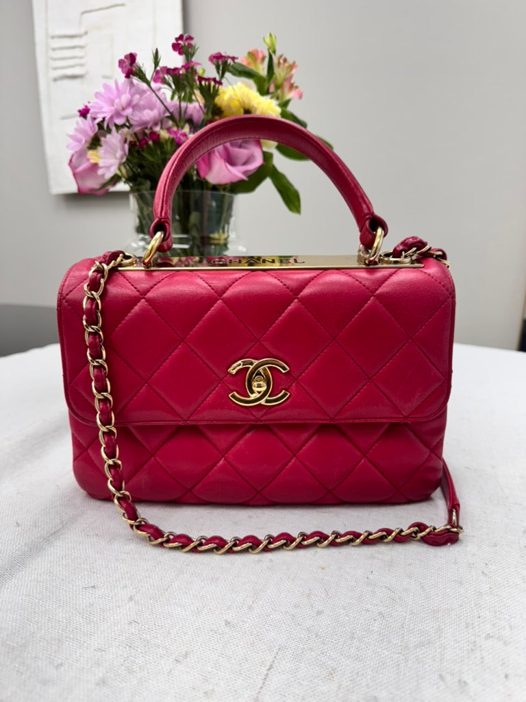 *DONS PRE DROP* Chanel Hot Pink Quilted Lambskin Leather Trendy CC Flap Bag