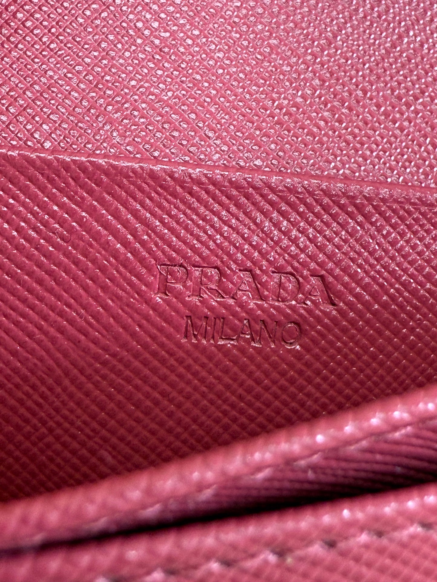Prada Pink Saffiano Leather Card Case