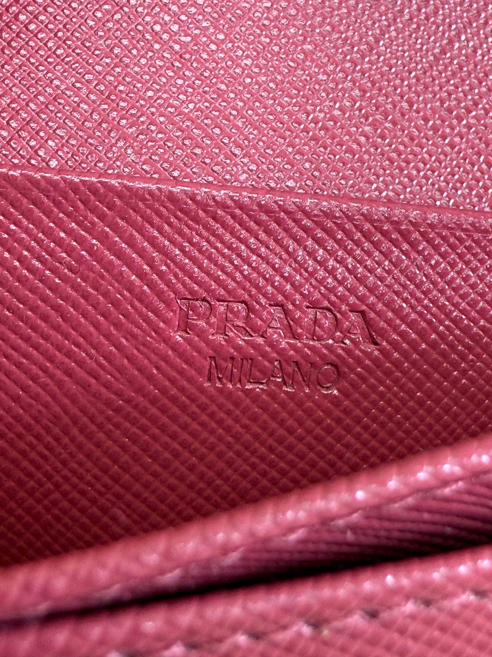 Prada Pink Saffiano Leather Card Case