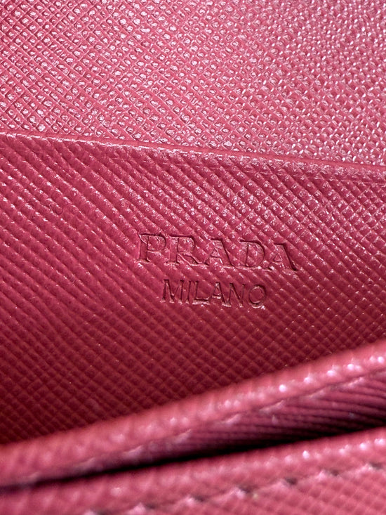 Prada Pink Saffiano Leather Card Case