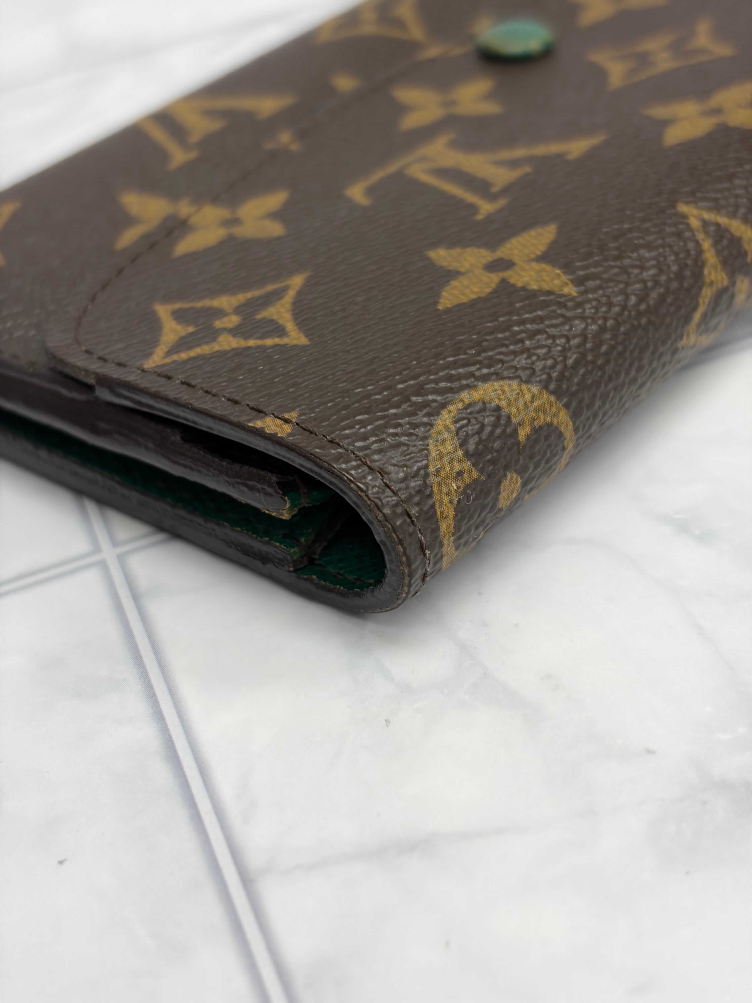 Louis Vuitton Monogram & Green Emilie Wallet