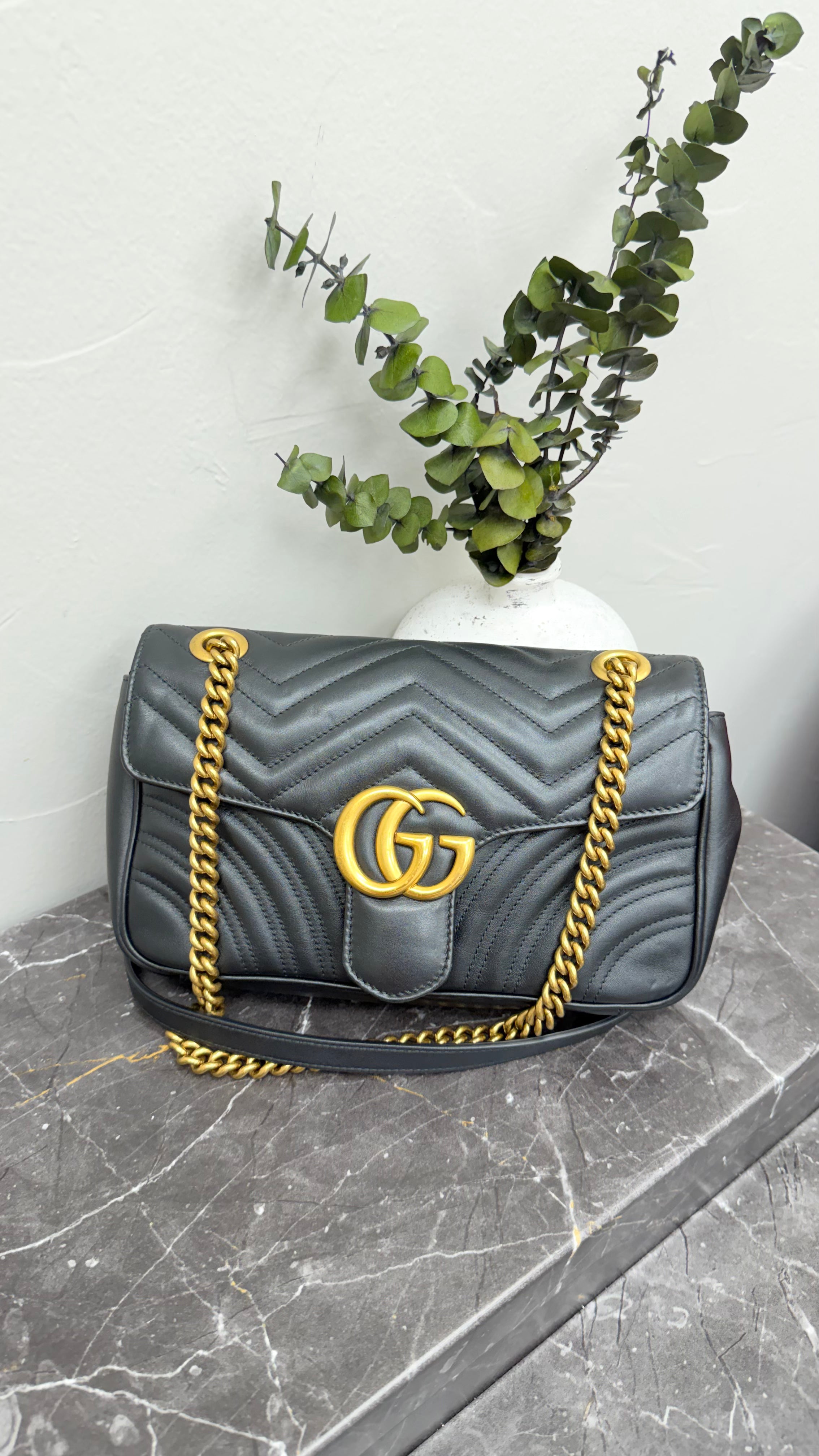 *DONS DROP* Gucci Black Quilted Leather Small Marmont Flap Bag