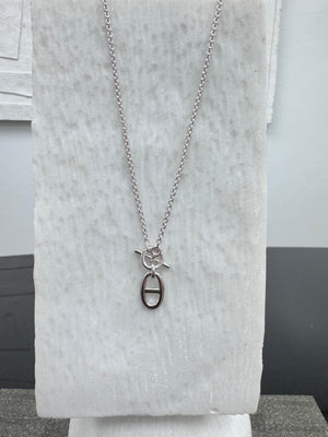 Hermes Sterling Silver Amulettes Chaine D'Ancre Pendant Necklace