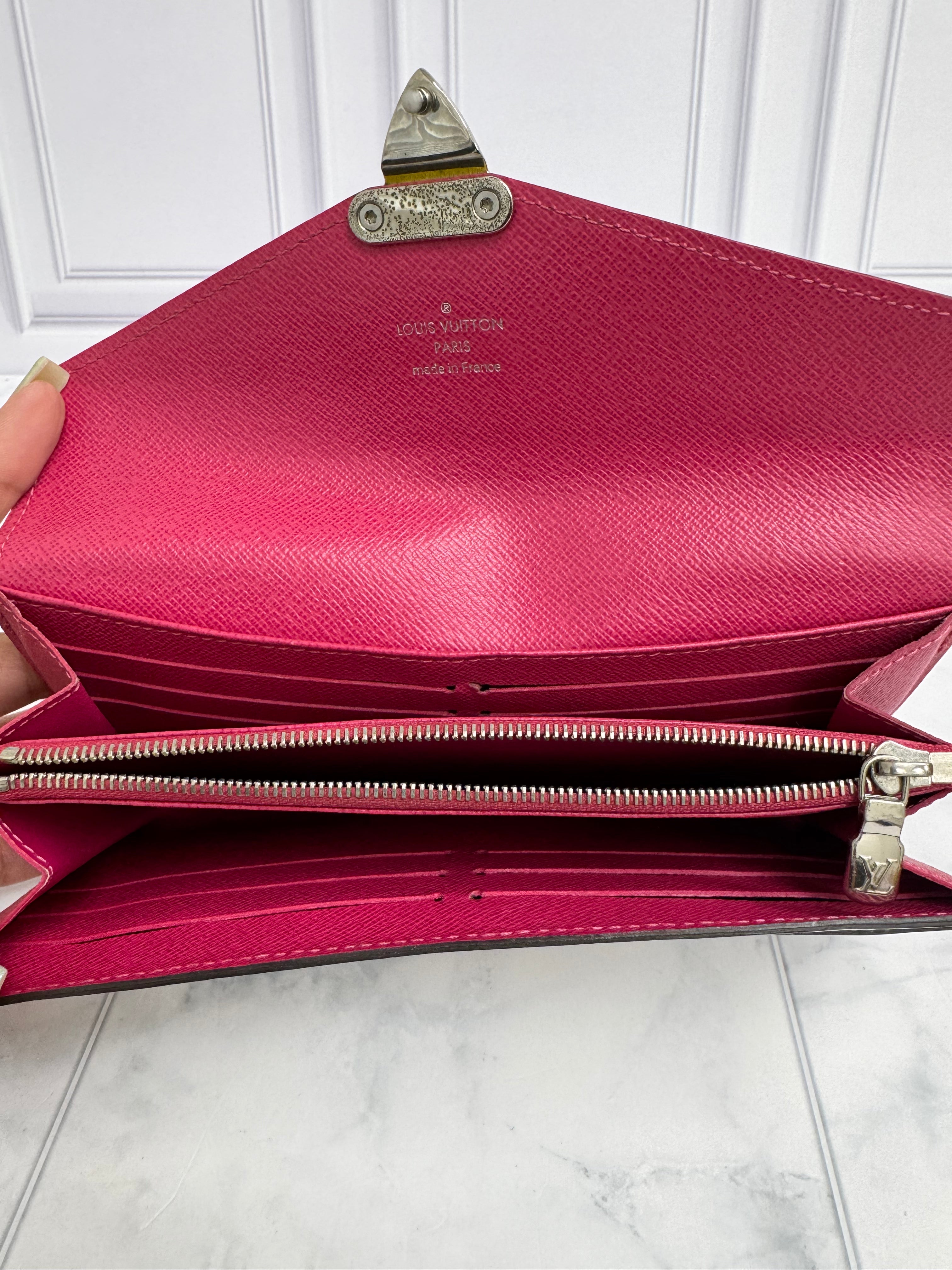Louis Vuitton Pink And White Epi Leather Tribal Mask Long Wallet