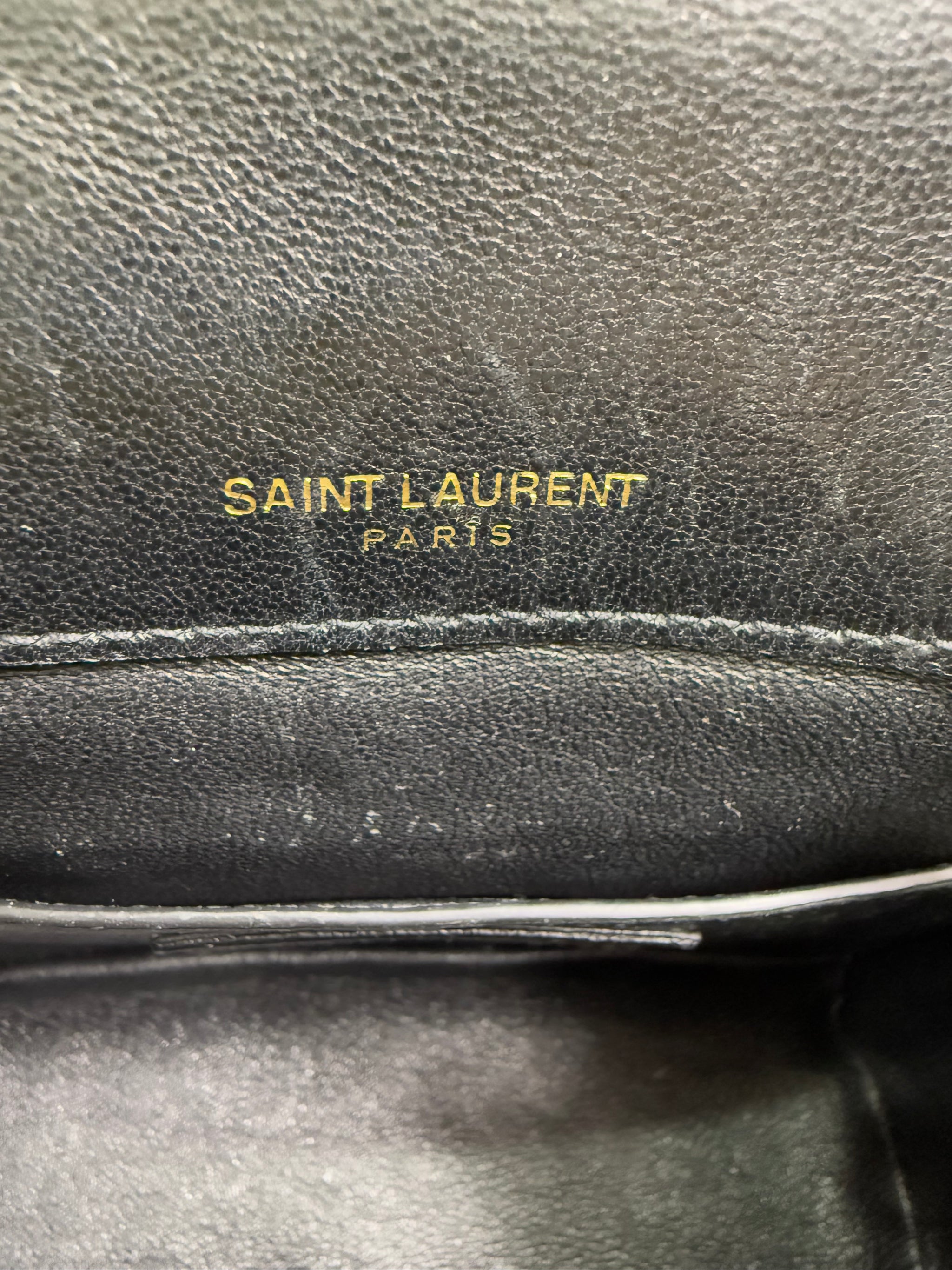 Saint Laurent YSL Black Vertical Quilted Leather Vicky Bag