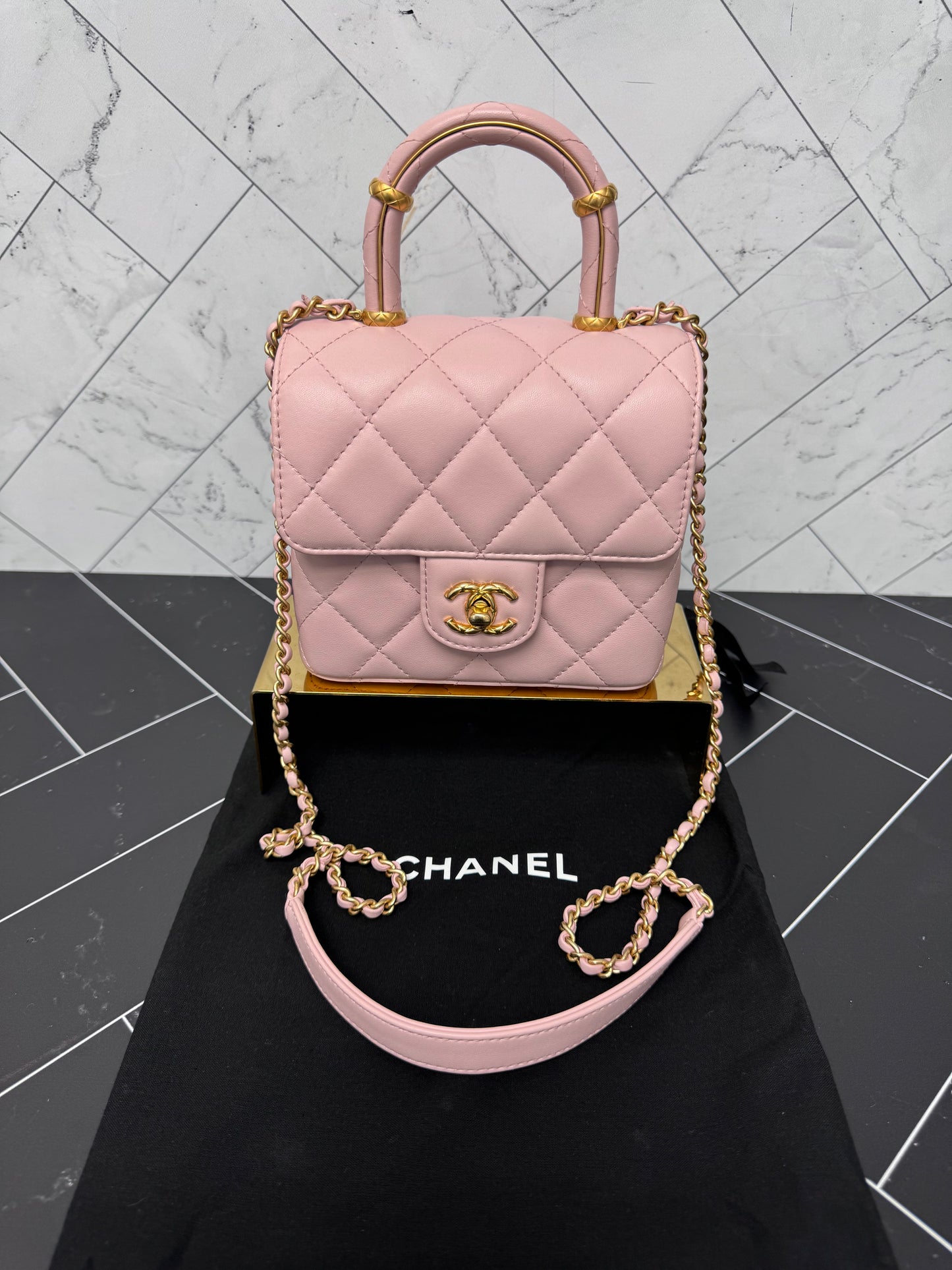 Chanel Pink Mini Square Top Handle Bag