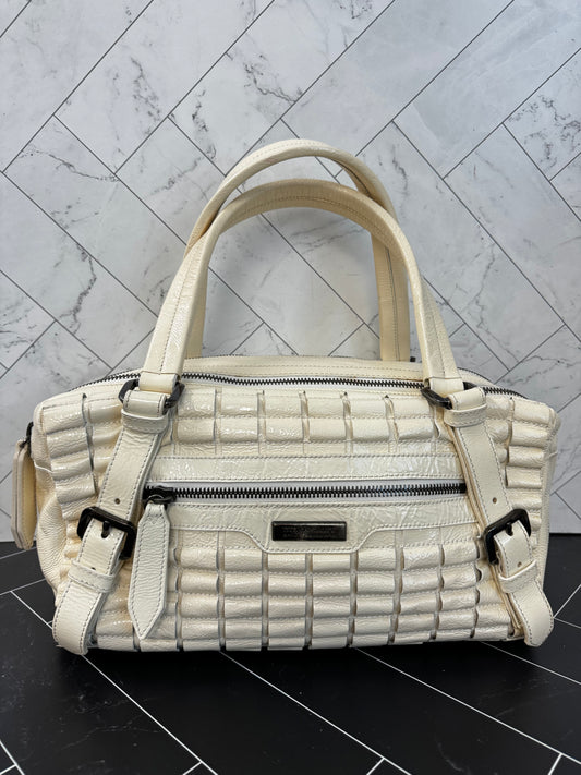 Burberry Prorsum Off White Patent Leather Satchel Large Handbag