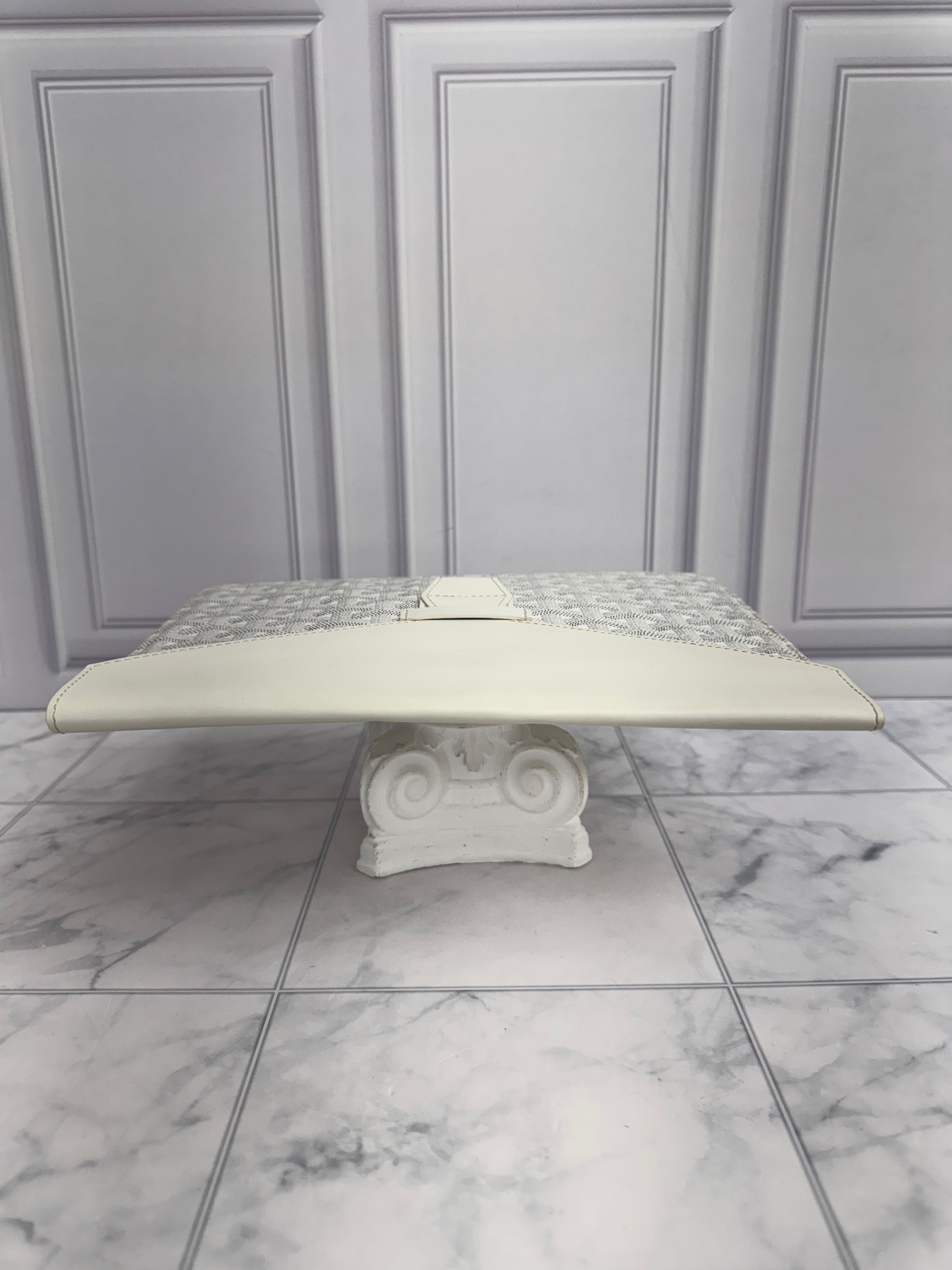 Goyard White Goyardine Camondo MM Horizontal Clutch Bag