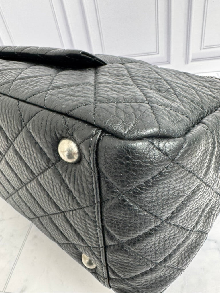 Chanel Black Diamond Quilted Grained Leather Airlines XXL Travel Flap Bag