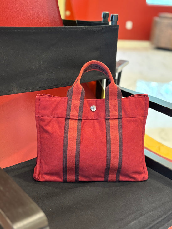 Hermes Red Canvas Tote