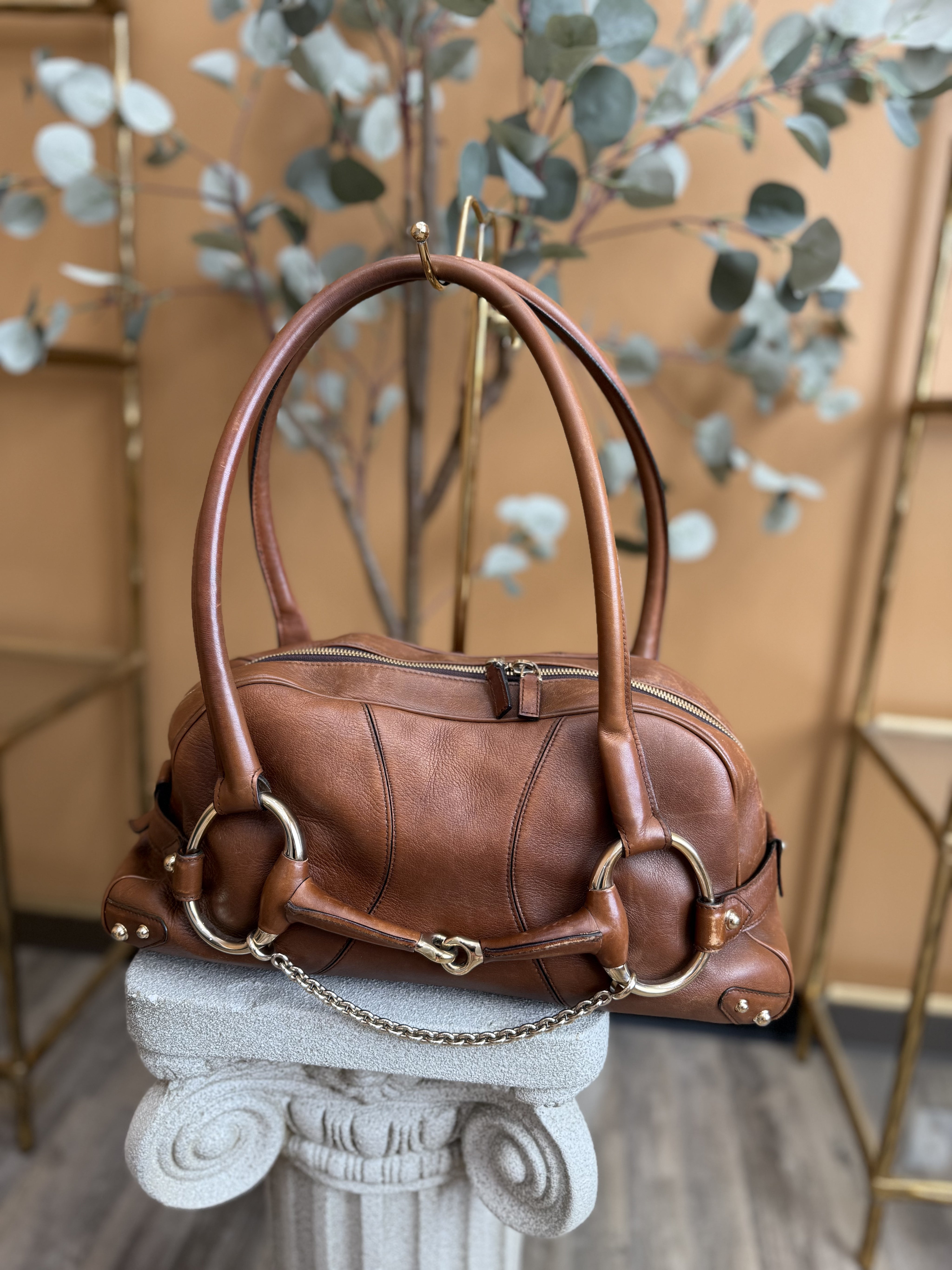 Gucci Brown Leather Horsebit Shoulder Bag