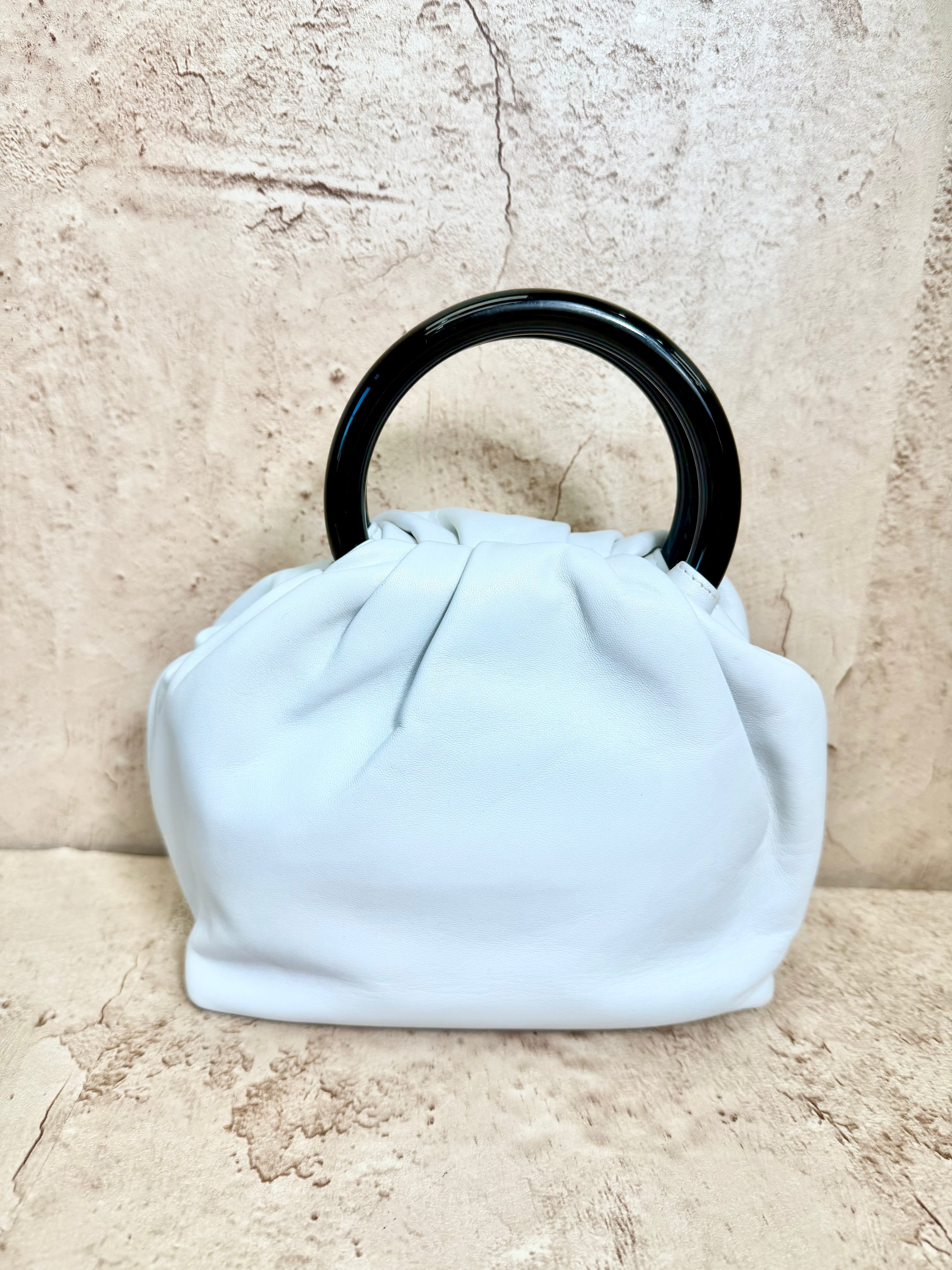 Chanel White Camellia Lambskin Hand Bag