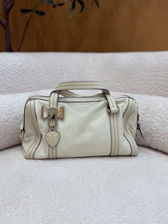 Gucci Cream Leather Duchessa Top Handle Bag