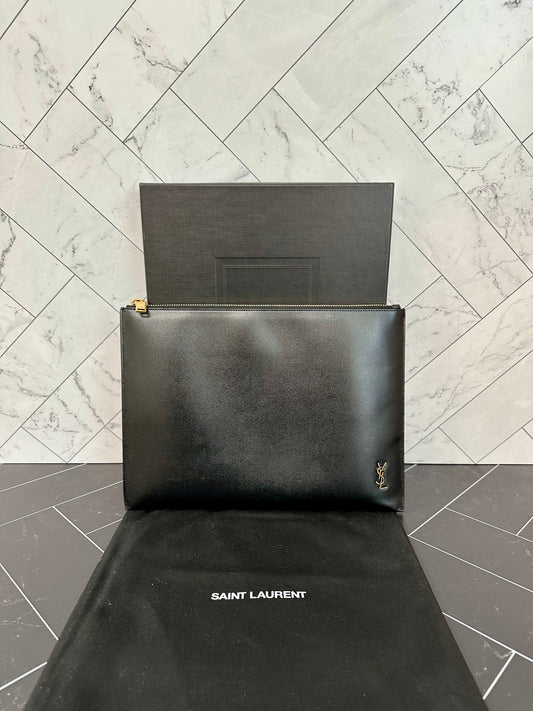 LIKE NEW YSL Black Leather Pouch