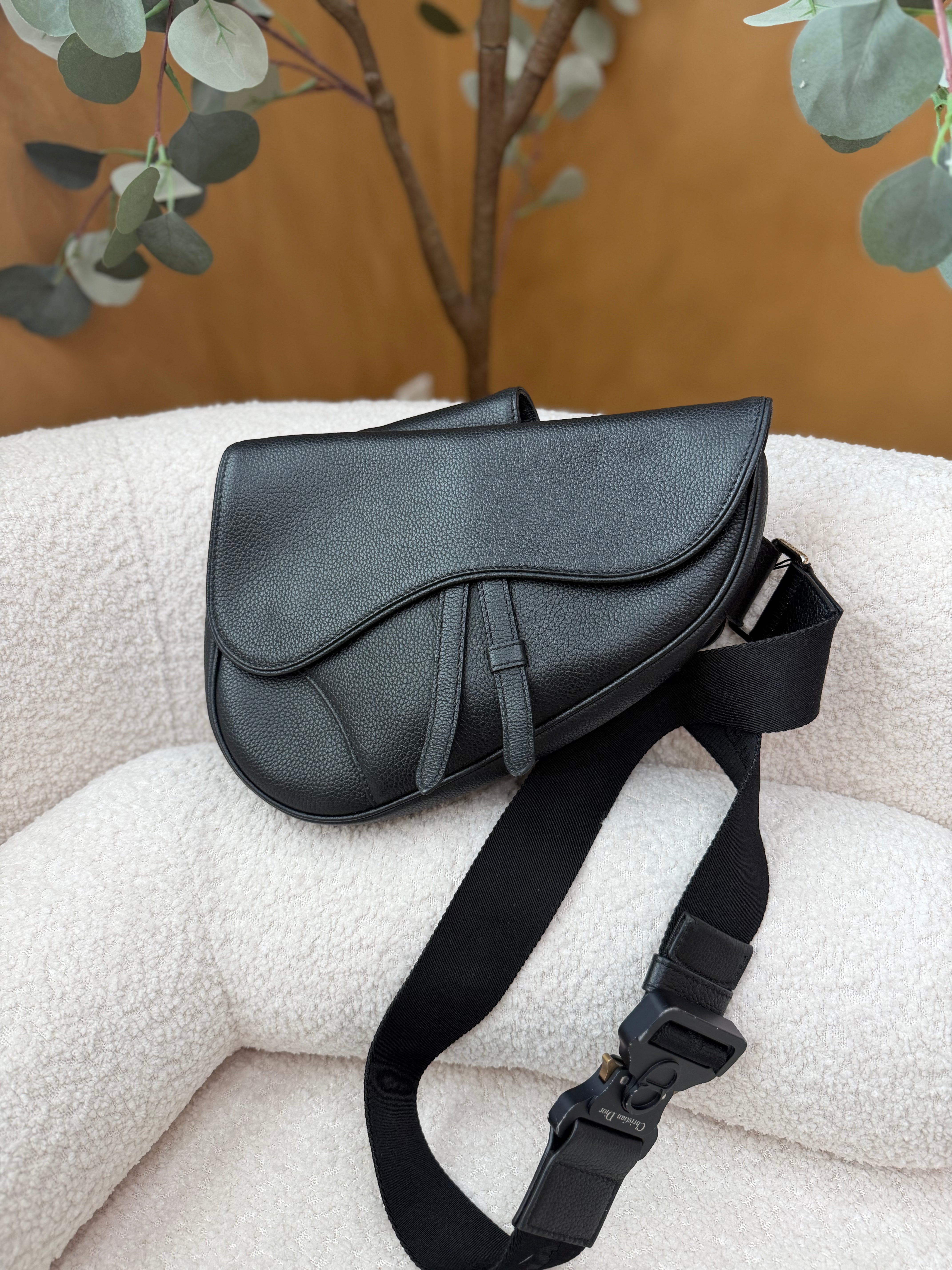 Christian Dior Black Leather Saddle Crossbody Bag