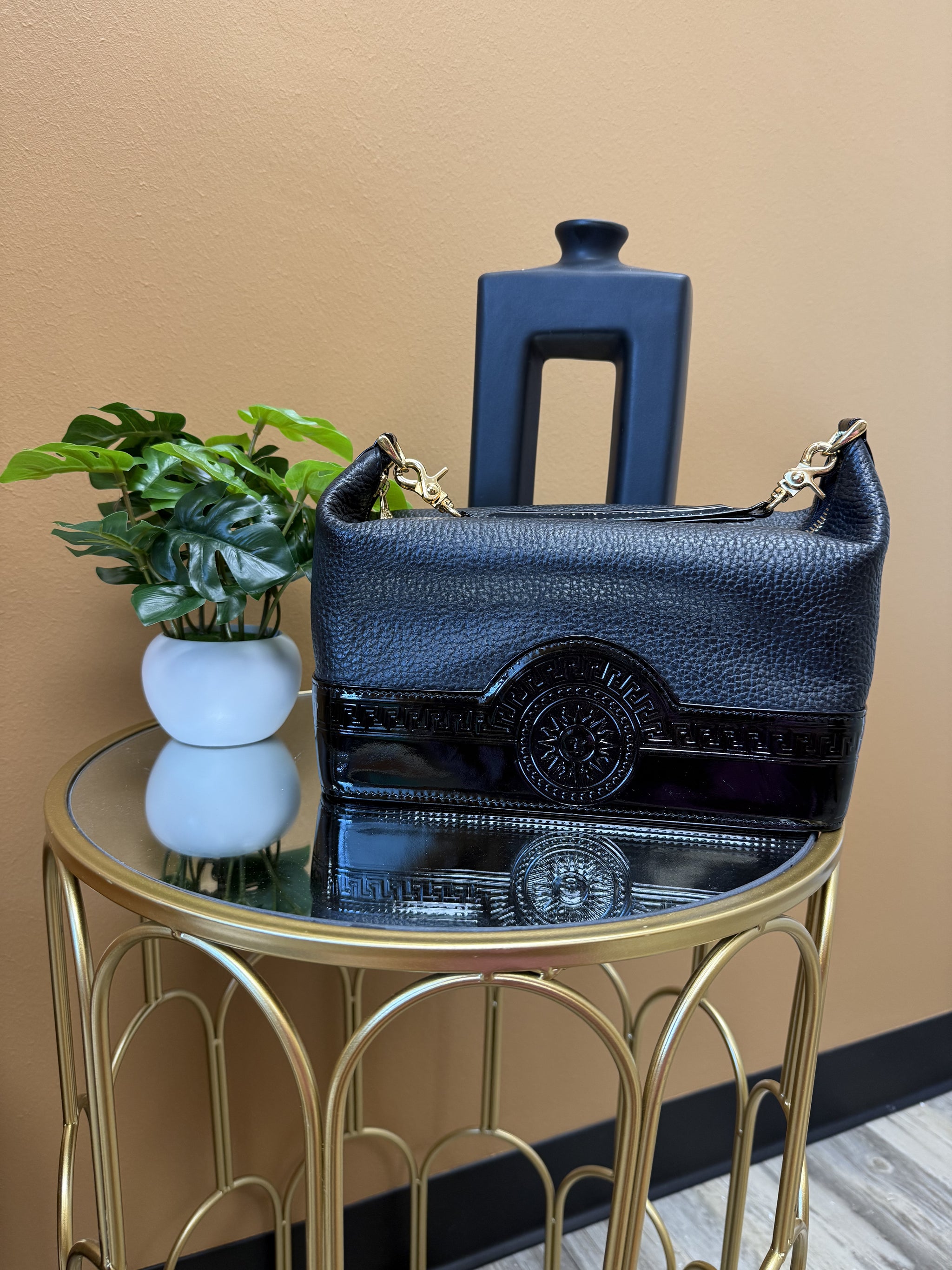 LIKE NEW- Versace Black Leather Hand Bag