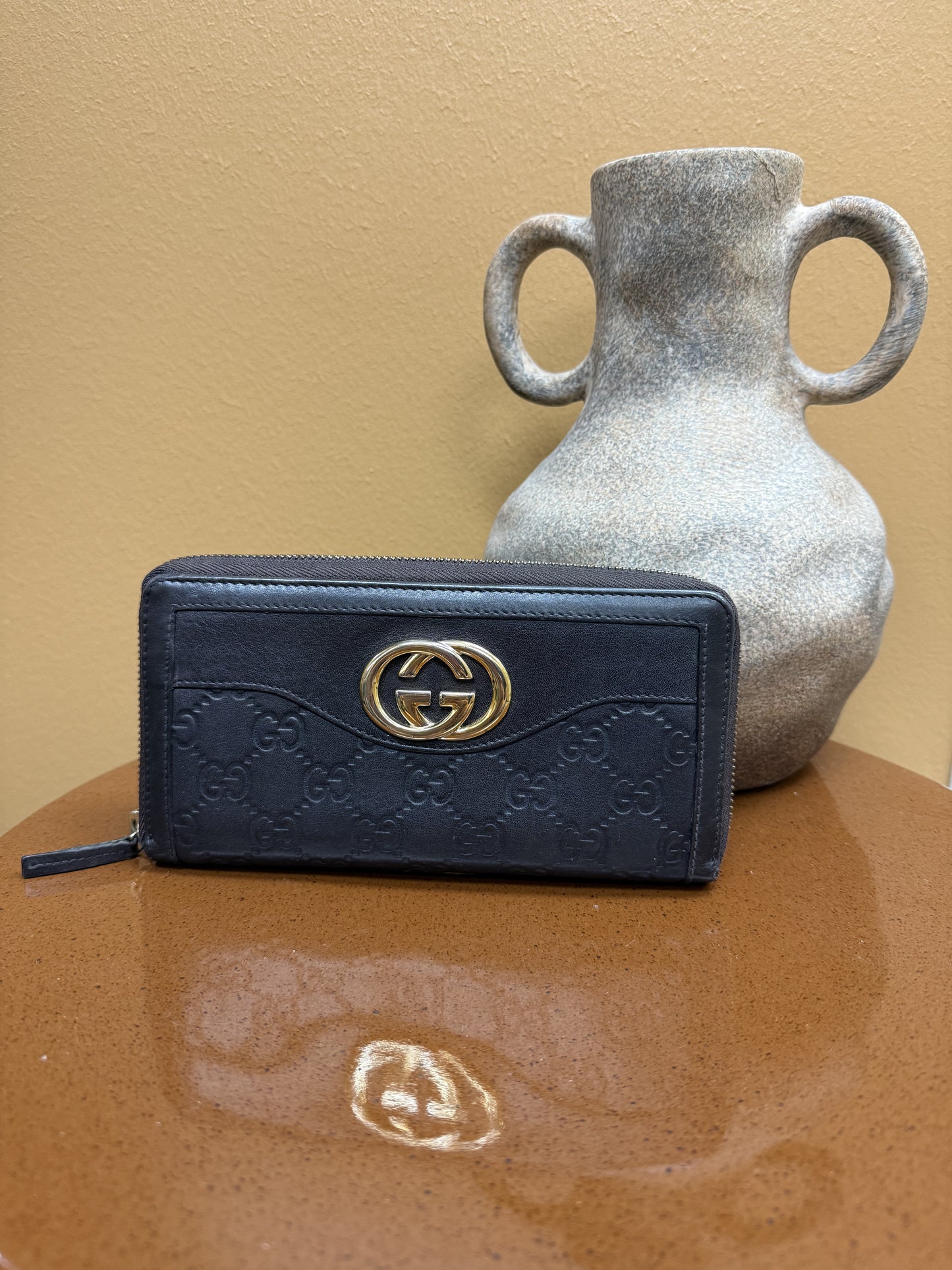 Gucci Brown Leather Interlocking G Zippy Wallet