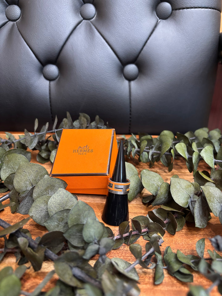 Hermes Orange And Silver Ring