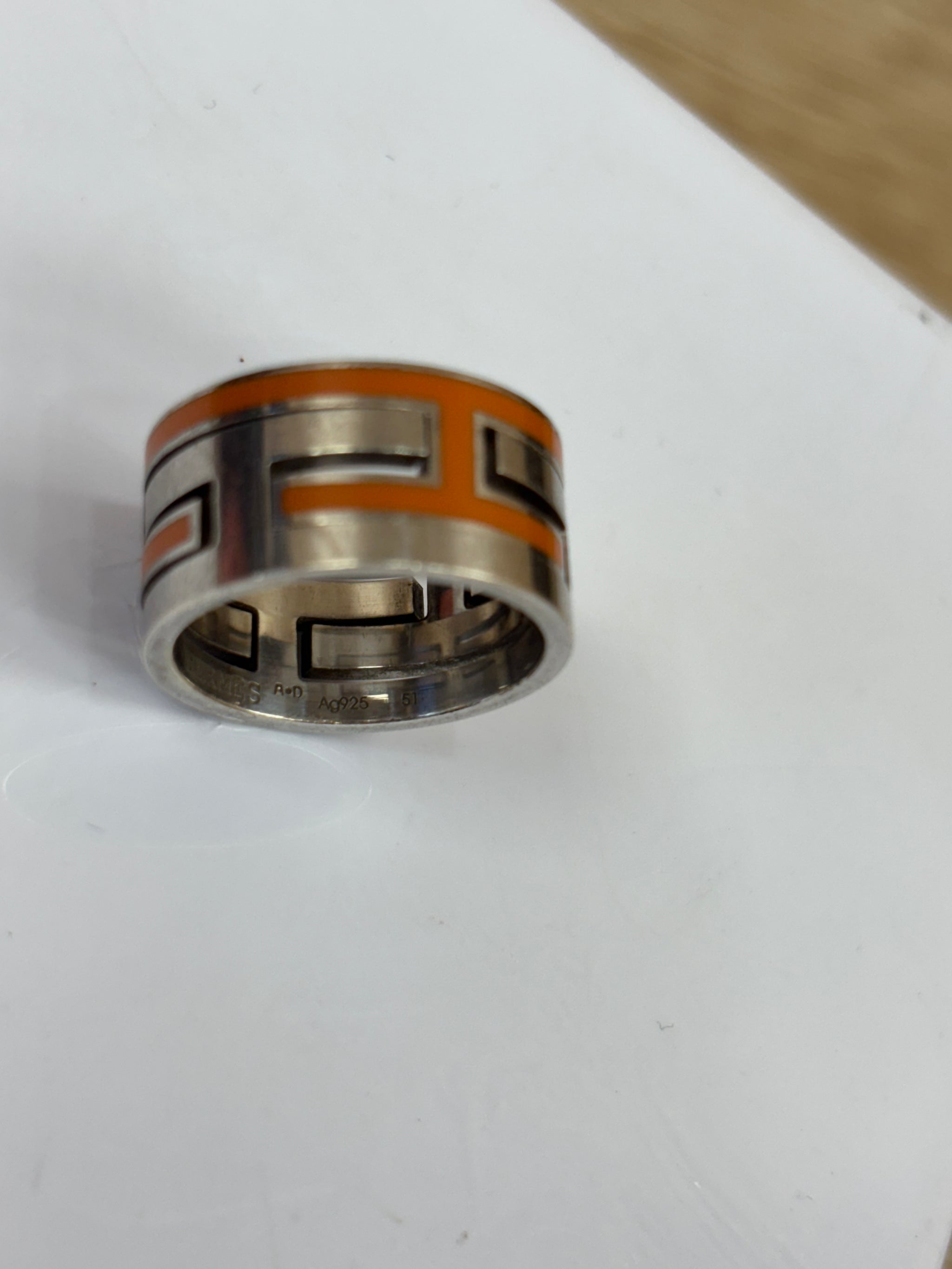 Hermes Orange And Silver Ring