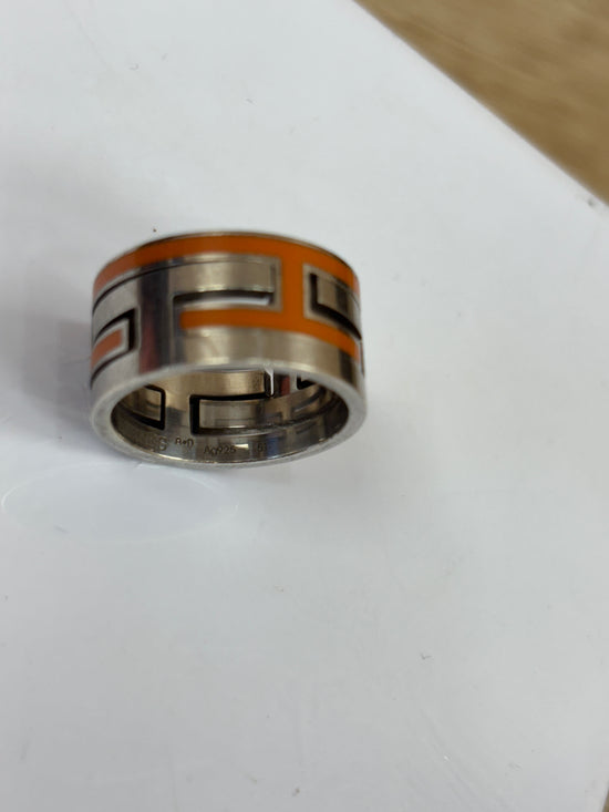 Hermes Orange And Silver Ring