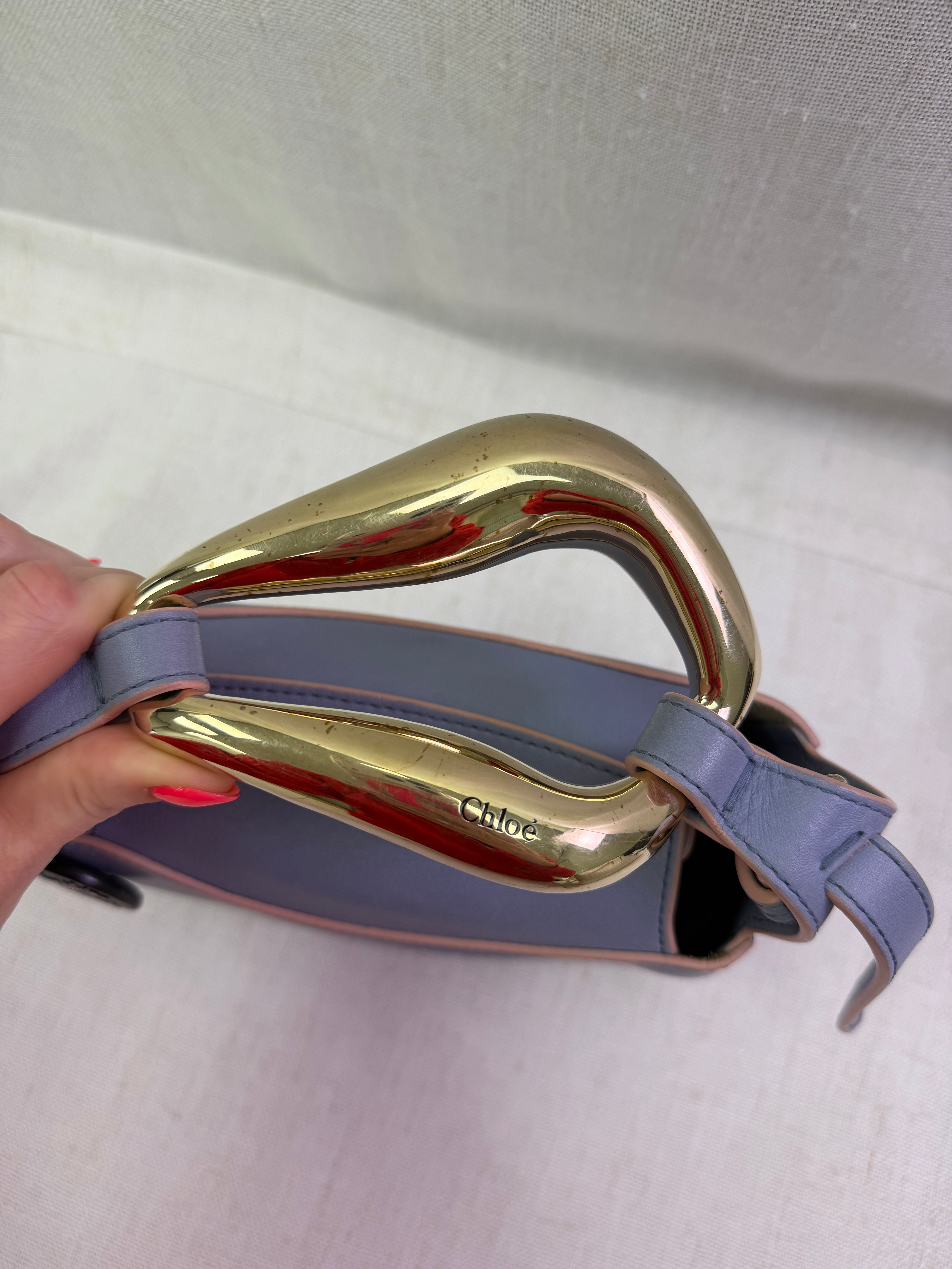 Chloe Blue Leather Small Kiss Bag.