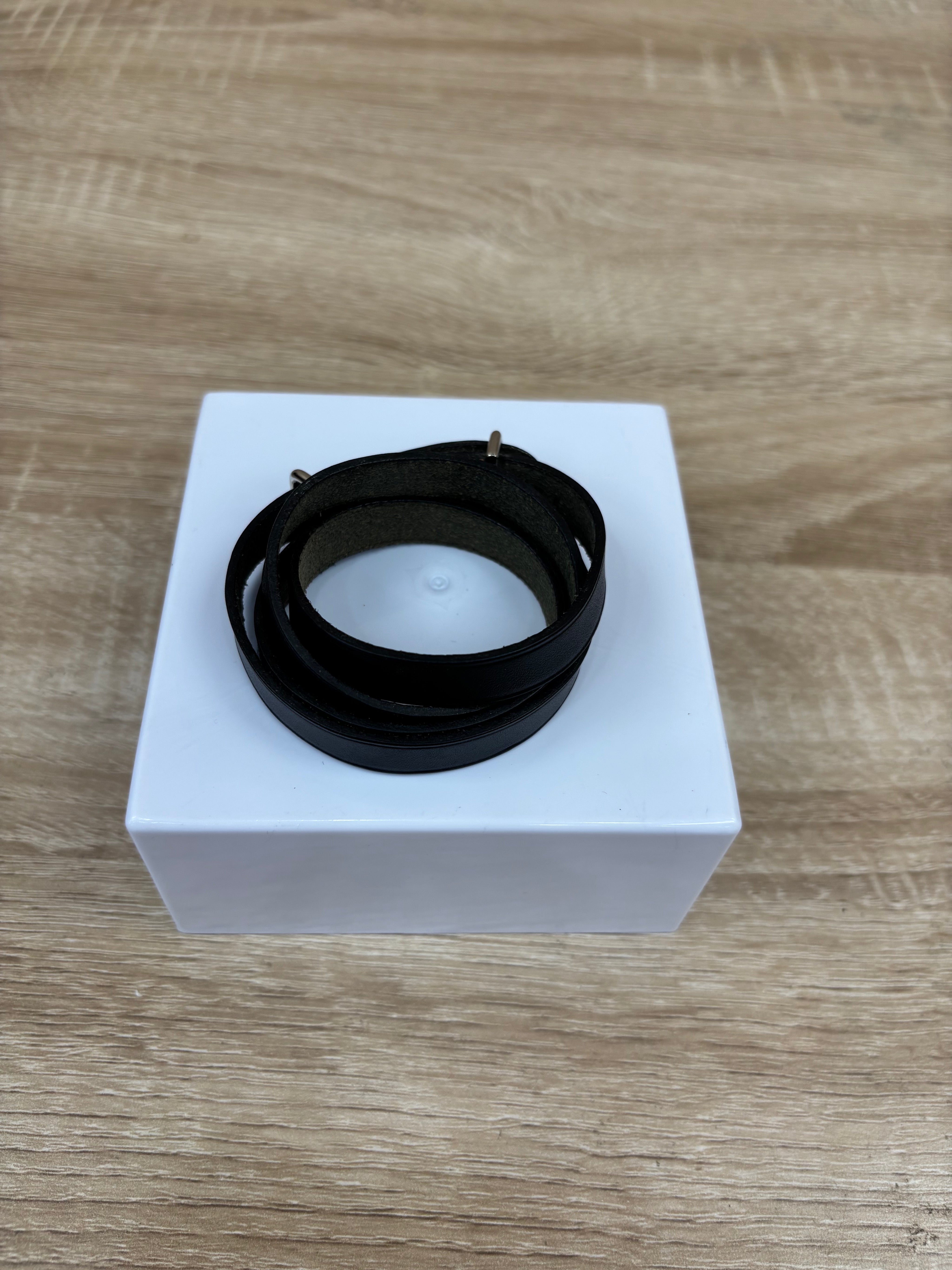 Hermes Black Leather Multi Wrap Bracelet